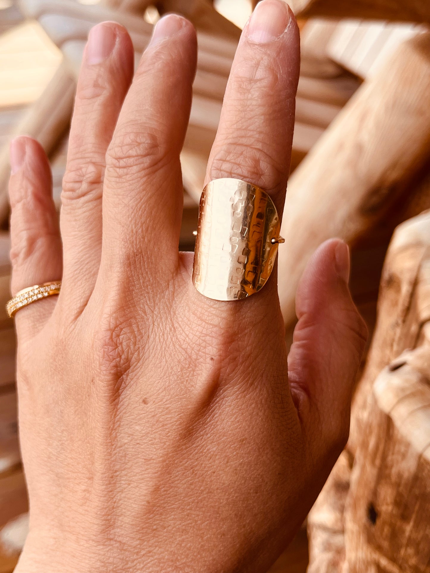 Large Disc Ring - Hammered