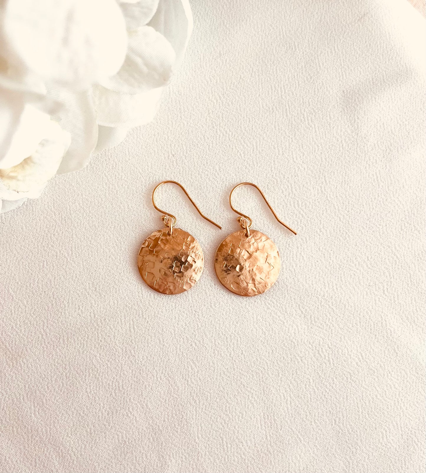 Golden Hammered Disc Earrings