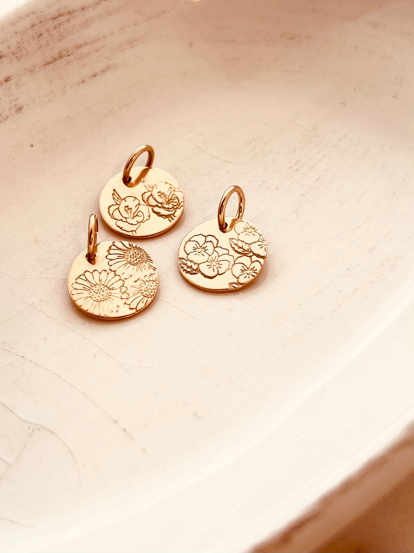 Birth Flower Disk, Birth Flower Pendant, Birth Flower Charm, Birth Flower Add On, Grad Gift, New Mom , Birthday Gift, Add ones, Add to your necklace, add to your bracelet , Mix and Match, Mother’s Day gifts