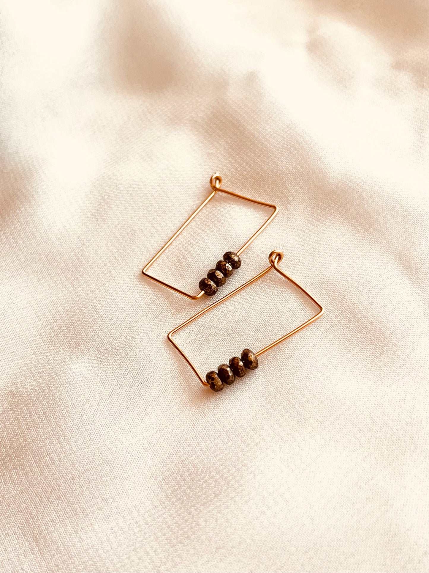 14k gold-filled wire earrings, Line & Stone Earrings, gold filled jewelry, gold filled earrings, handmade earrings