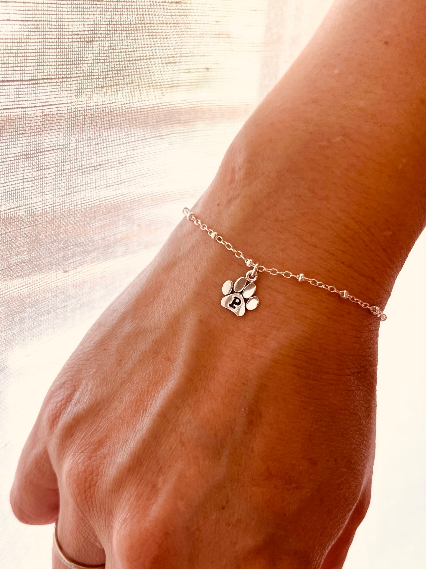 Paw Charm Bracelet, Silver Paw Initial, Tiny Paw, Paw print Keepsake, Paw Initial Chain, Personalized Options, Custom Paw Charm
, Initial Paw Bracelet, Your Pet, Your Way, Forever Passional pet gift, pet lovers gifts, gift for pet lovers , gift ideas