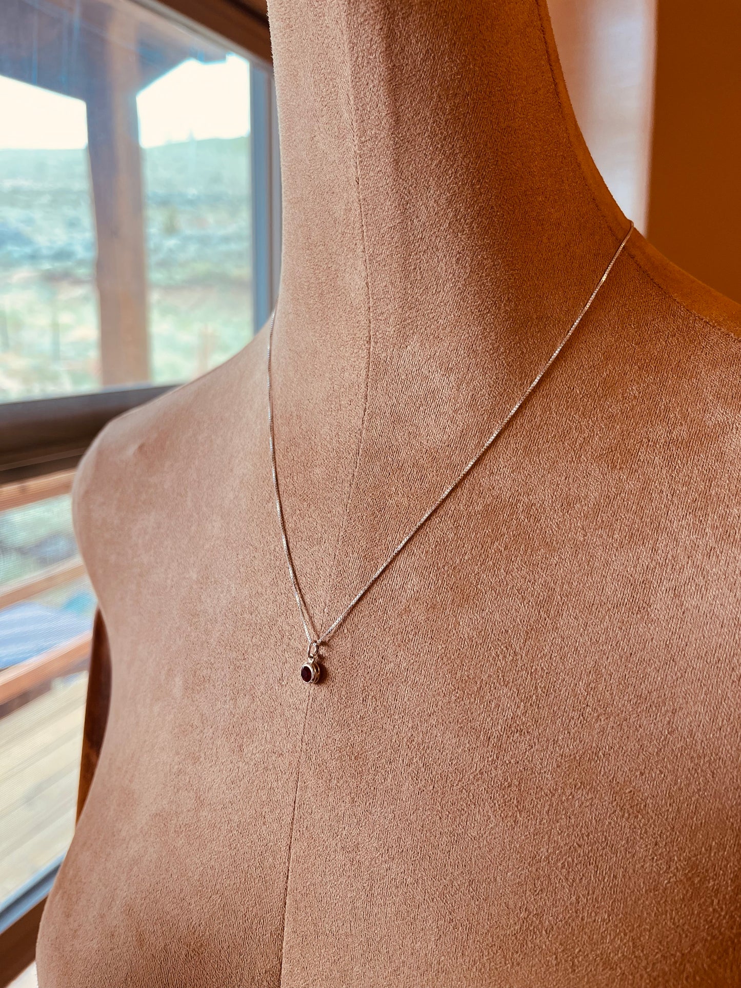 Sterling Silver Birthstone Necklace, Personalized Birthstone Pendant, Minimalist Everyday Necklace, Birthday Gift for Her
