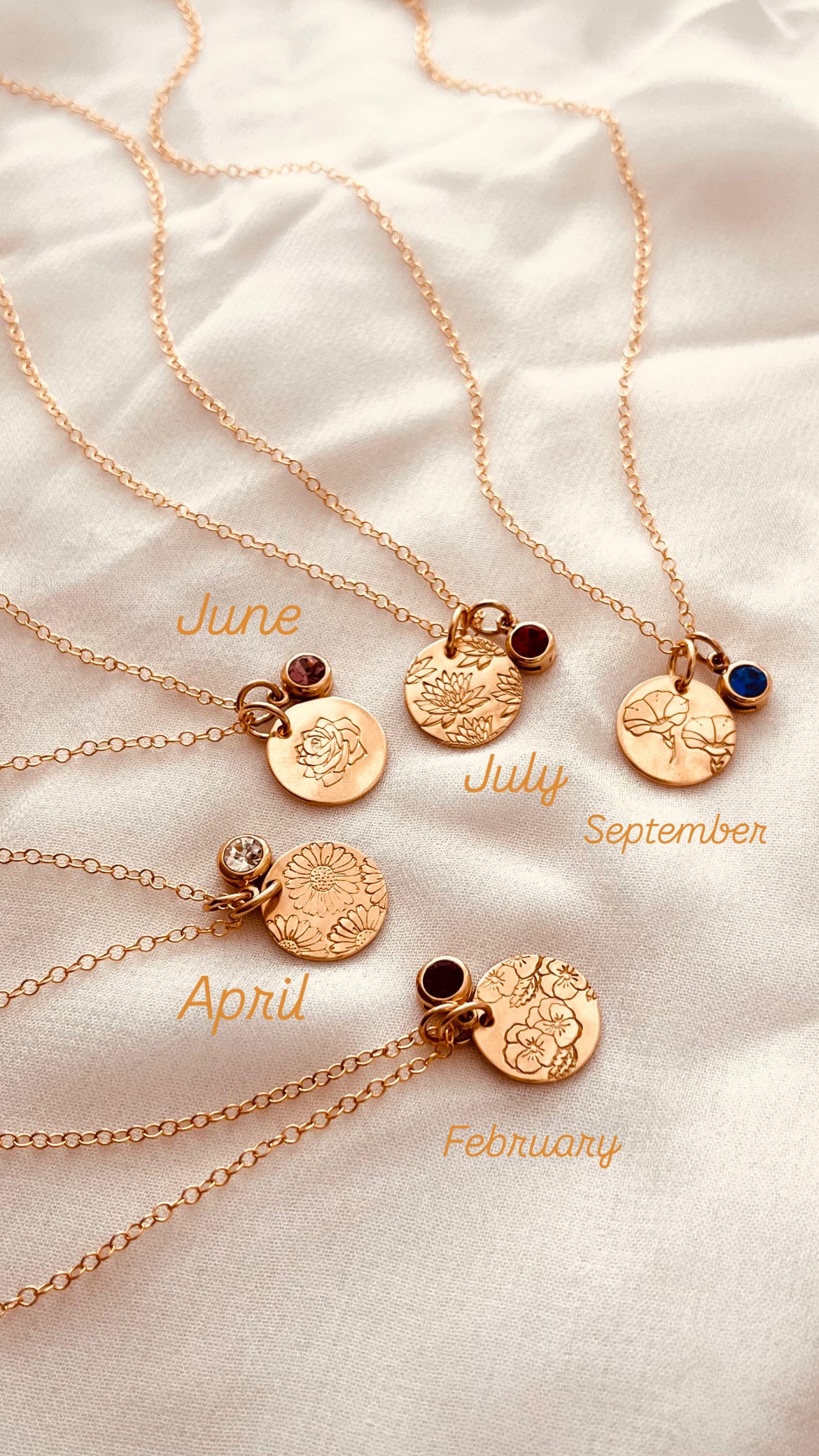 Forever Your Month Necklac, Birth Flower and Birthstone, Birth flower jewelry, birthstone jewelry, birthday gifts