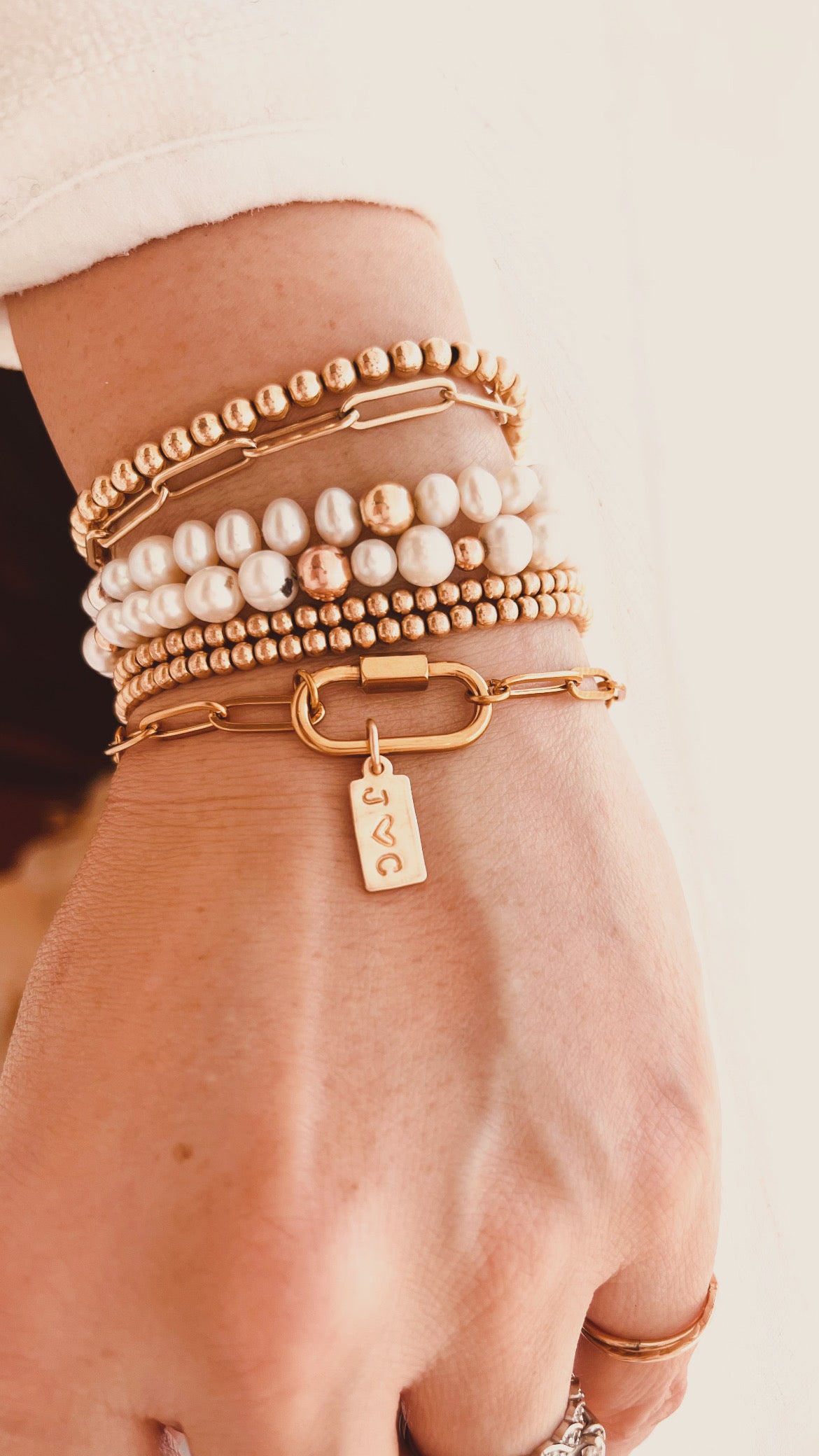 Gold Waterproof Paperclip Charm Bracelet – Personalized Jewelry