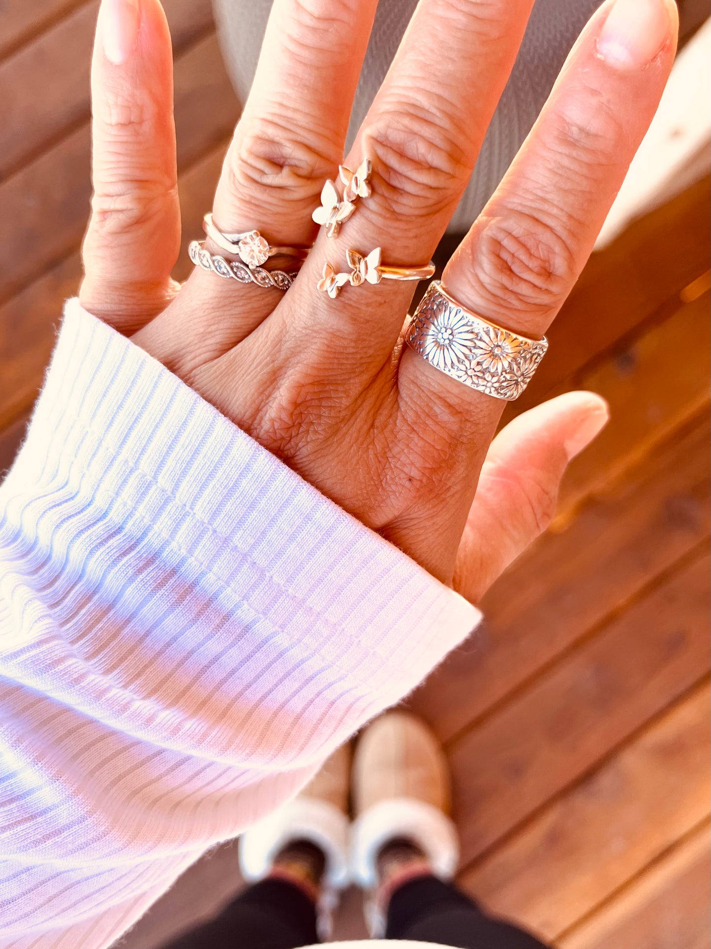 Wildflower Ring, sterling silver ring, sterling silver band, gifts, gift for her, Christmas present, thanksgiving present, birthday gift, April birthday gift, Flower Ring, birth flower ring, minimalist jewelry, everyday jewelry, gift for mother, gift for grandmother