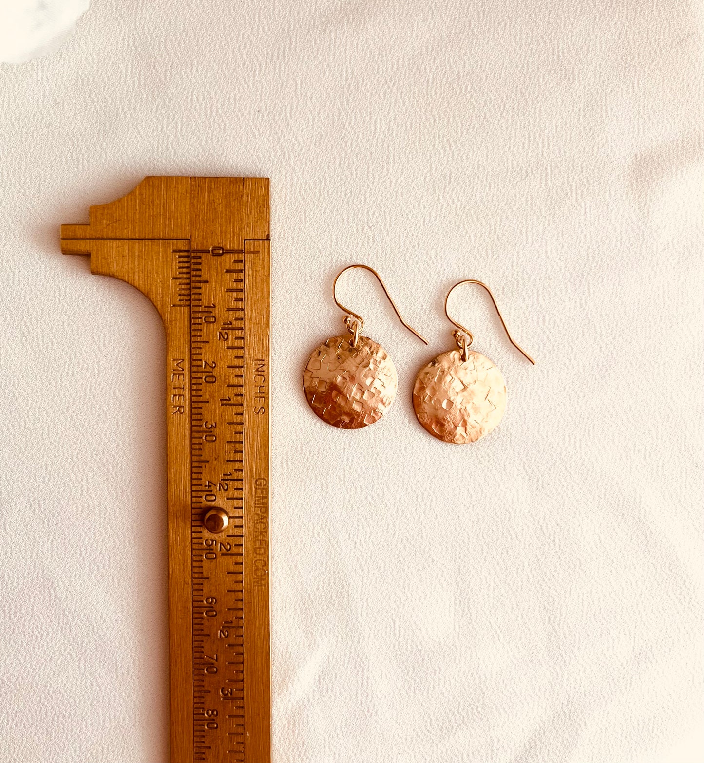 Golden Hammered Disc Earrings