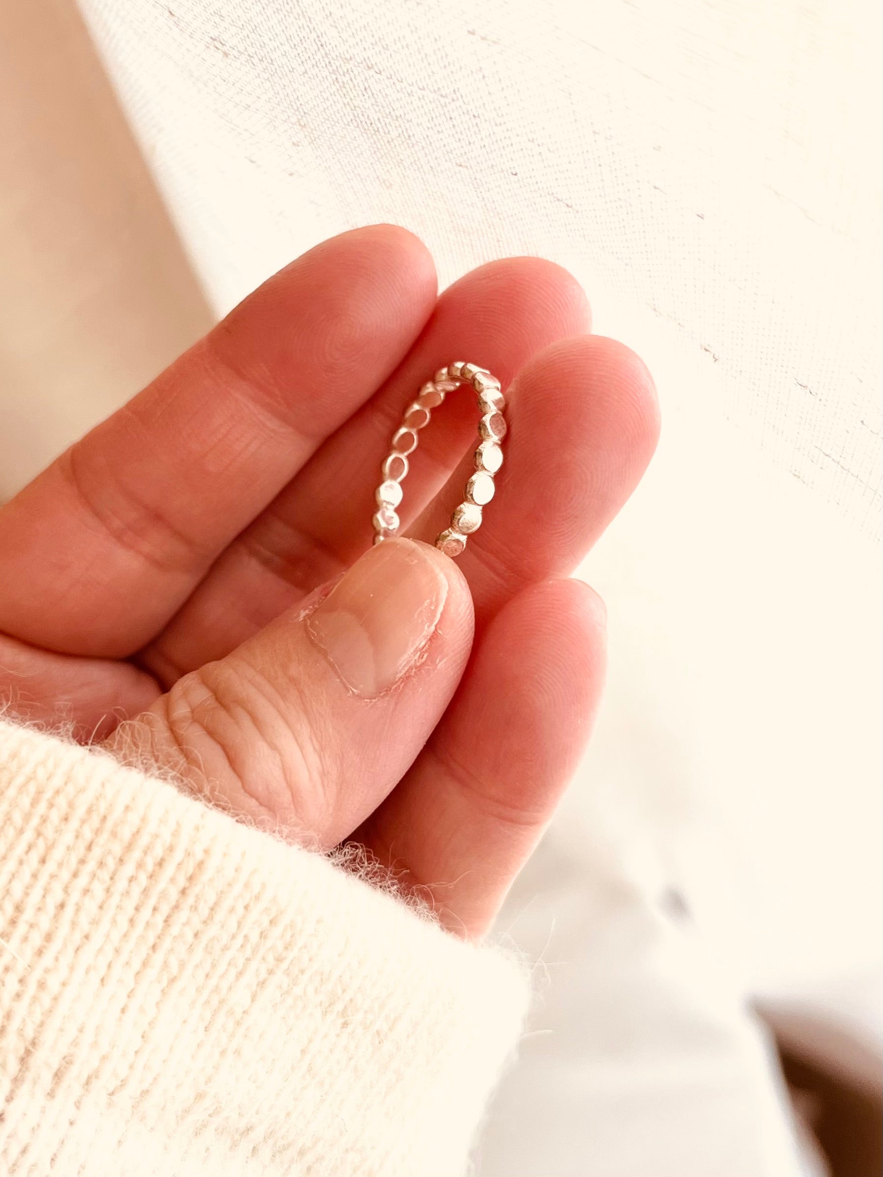 Sterling Silver beaded ring, beaded ring, minimalist jewelry, mothers jewelry, everyday jewelry, silver ring, sterling silver jewelry, ring stacking, beaded rings, gift for her, birthday gift, Mother’s Day present, gift for Mother, gift for daughter, gift for sisters, valentines gift, Christmas present, gifts