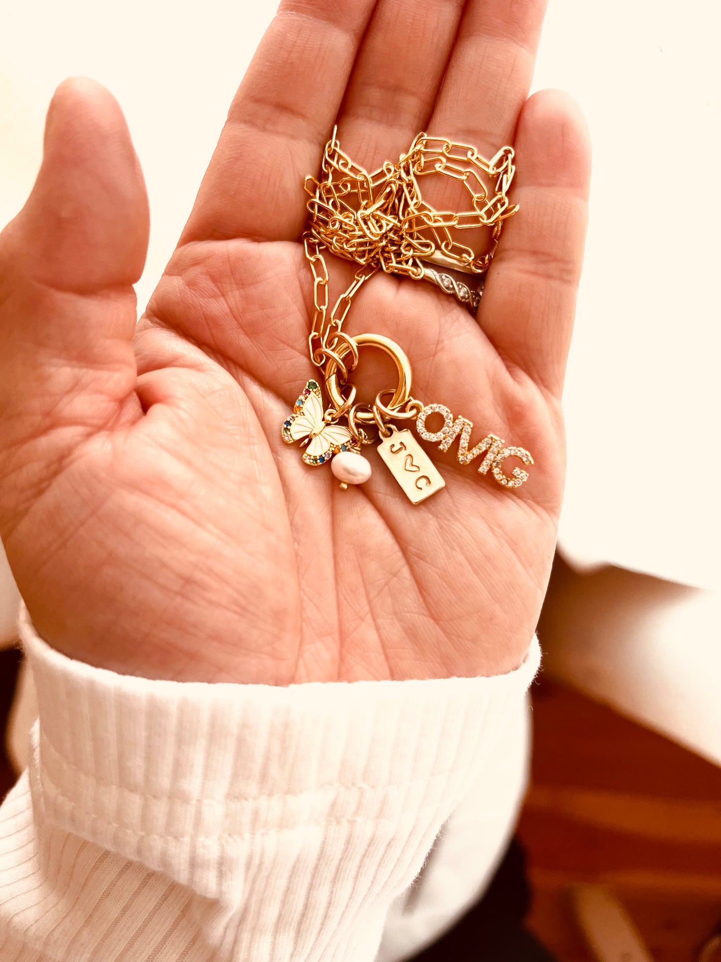 Custom Charm Carabiner Clasp Necklace, Design Your Own Necklace, Charm Necklace, Personalized Gift, Paperclip Charm Necklace, Christmas Gift, Mix and match your favorite pendant charms, BUILD YOUR COLLECTION Minimalist, Chain and Link