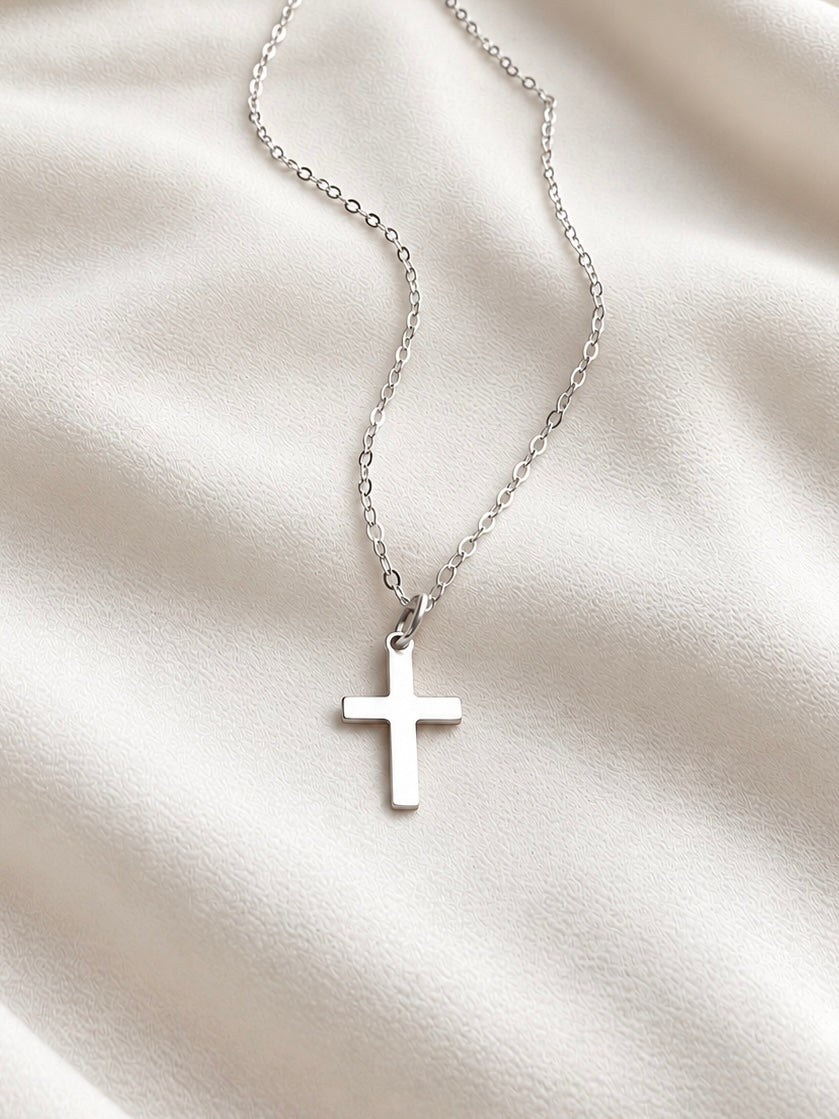 sterling Silver version, Sterling silver dainty cross necklace for lightweight everyday faith jewelry
