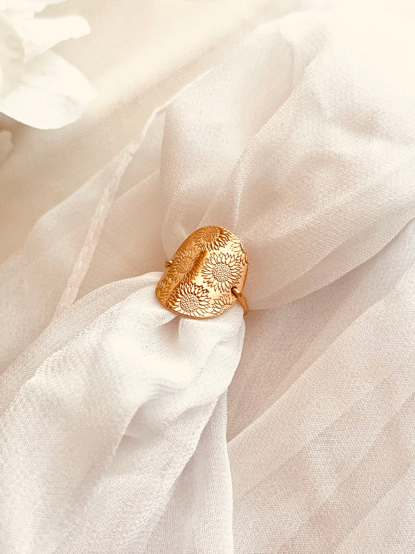 Sunflower Ring, hammered jewelry, gold filled rings, gift for her