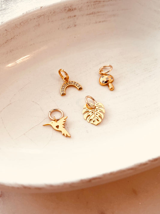 Monstera Leaf charm, hummingbird, rainbow charm, charms, gift for her, pendant, Mushroom Charm, add ons, add extra charm, extra pendant, add pendant to your necklace