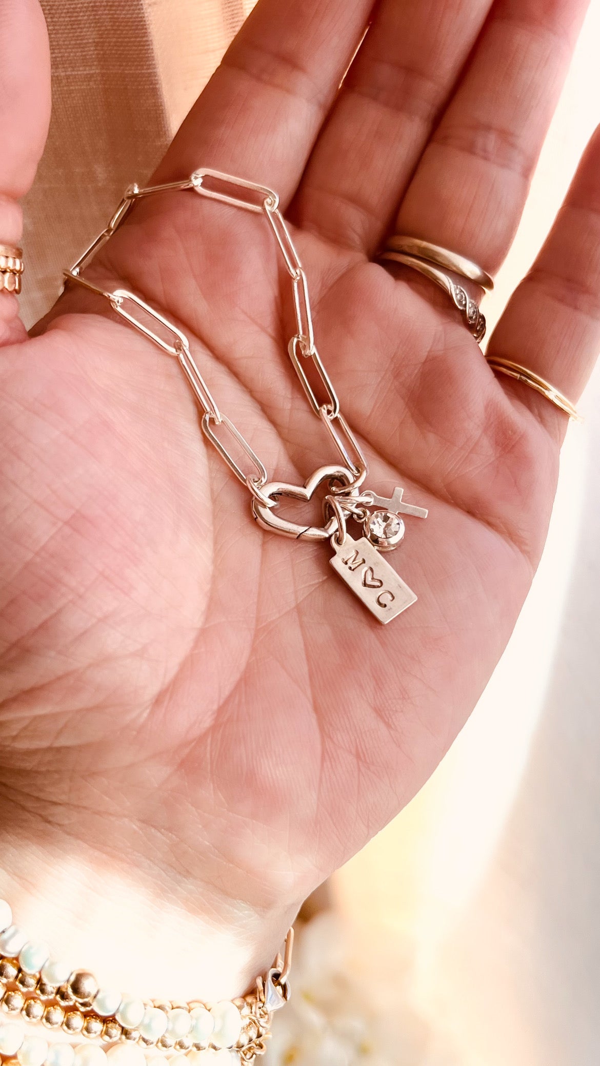 Sterling Silver heart bracelet, charm holder bracelet, sterling silver bracelet, charms, valentines gift for her, jewelry bracelet, mothers gift, birthday gift, grandmother present, sisters gift ideas, silver bracelet, everyday jewelry, initial bracelet, valentines gift, gift ideas, bracelet. Cross bracelet