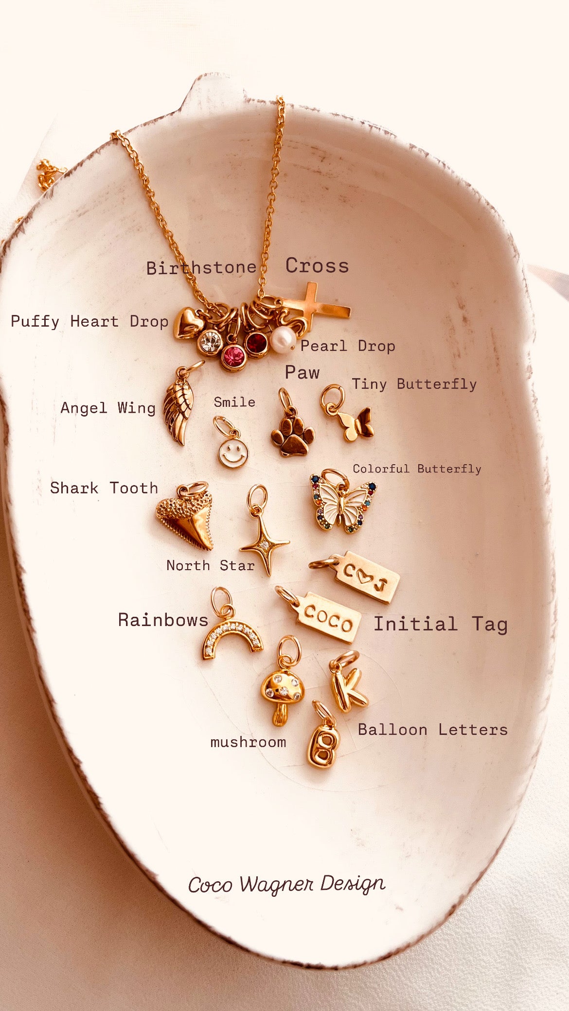 Elodie Charm Necklace, Charms, charm necklace, charm jewelry, birthday gift, birthstone jewelry, birthstone necklace, gift for her, Christmas present, Holidays gifts