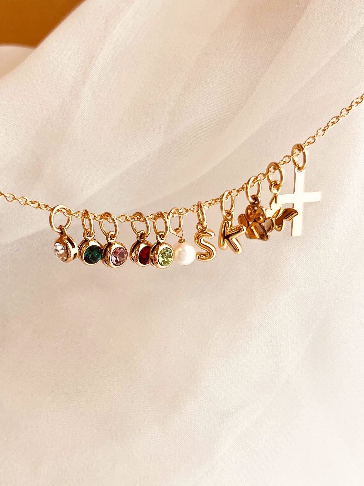 Elodie Charm Necklace, Charms, charm necklace, charm jewelry, birthday gift, birthstone jewelry, birthstone necklace, gift for her, Christmas present, Holidays gifts