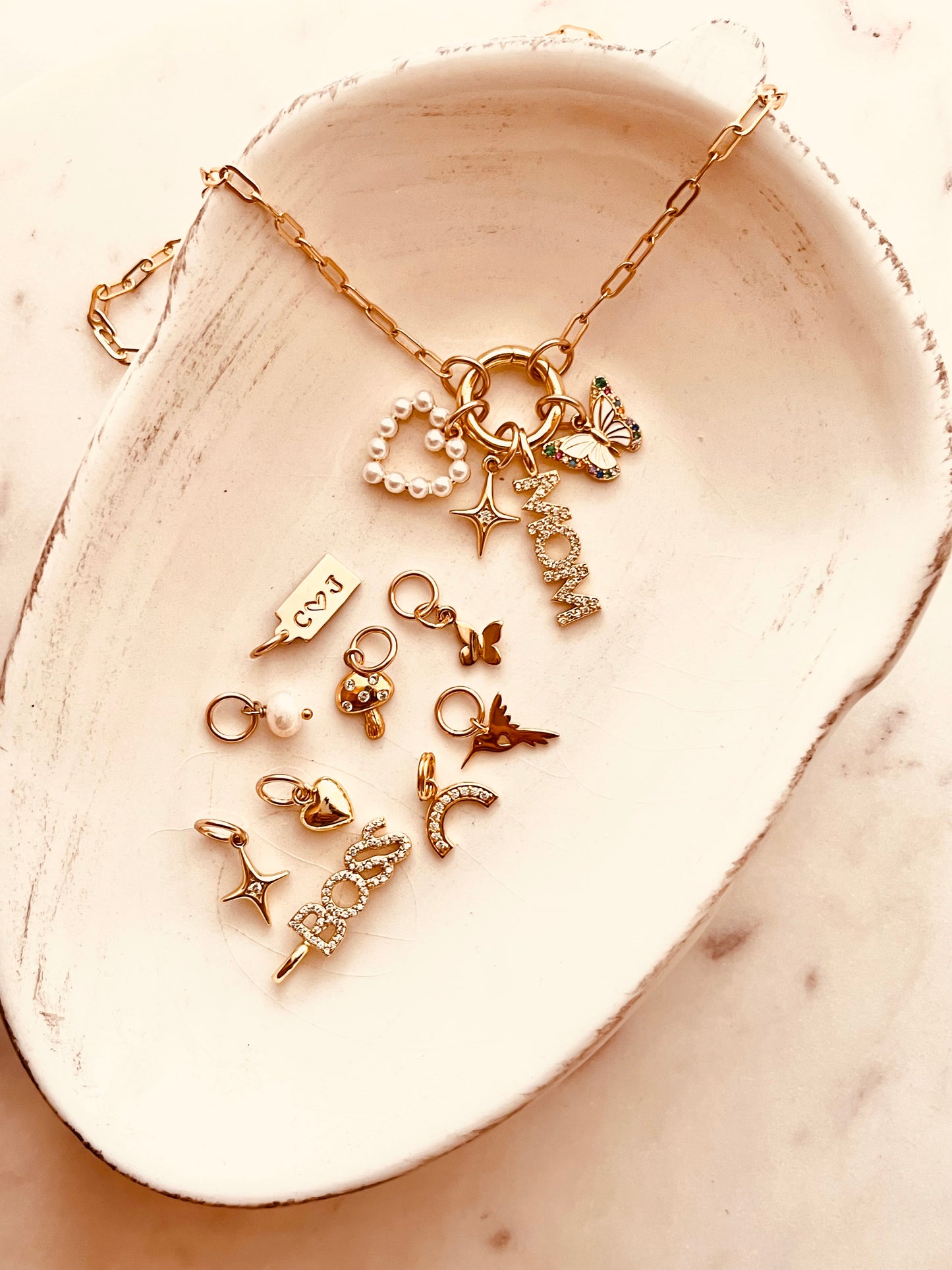 Custom Charm Carabiner Clasp Necklace, Design Your Own Necklace, Charm Necklace, Personalized Gift, Paperclip Charm Necklace, Christmas Gift, Mix and match your favorite pendant charms, BUILD YOUR COLLECTION Minimalist, Chain and Link, holidays gift