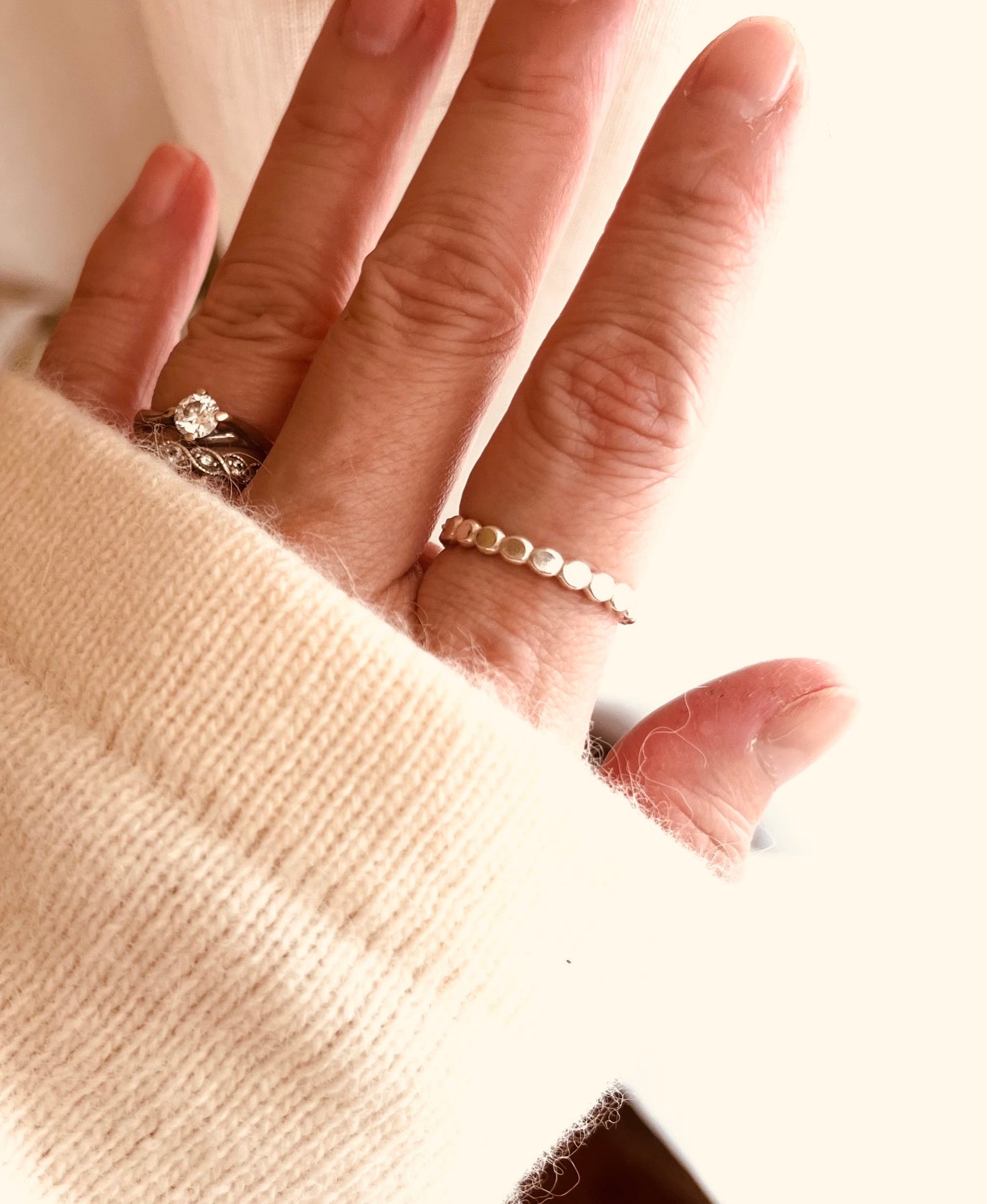 Sterling Silver beaded ring, beaded ring, minimalist jewelry, mothers jewelry, everyday jewelry, silver ring, sterling silver jewelry, ring stacking, beaded rings, gift for her, birthday gift, Mother’s Day present, gift for Mother, gift for daughter, gift for sisters, valentines gift, Christmas present, gifts