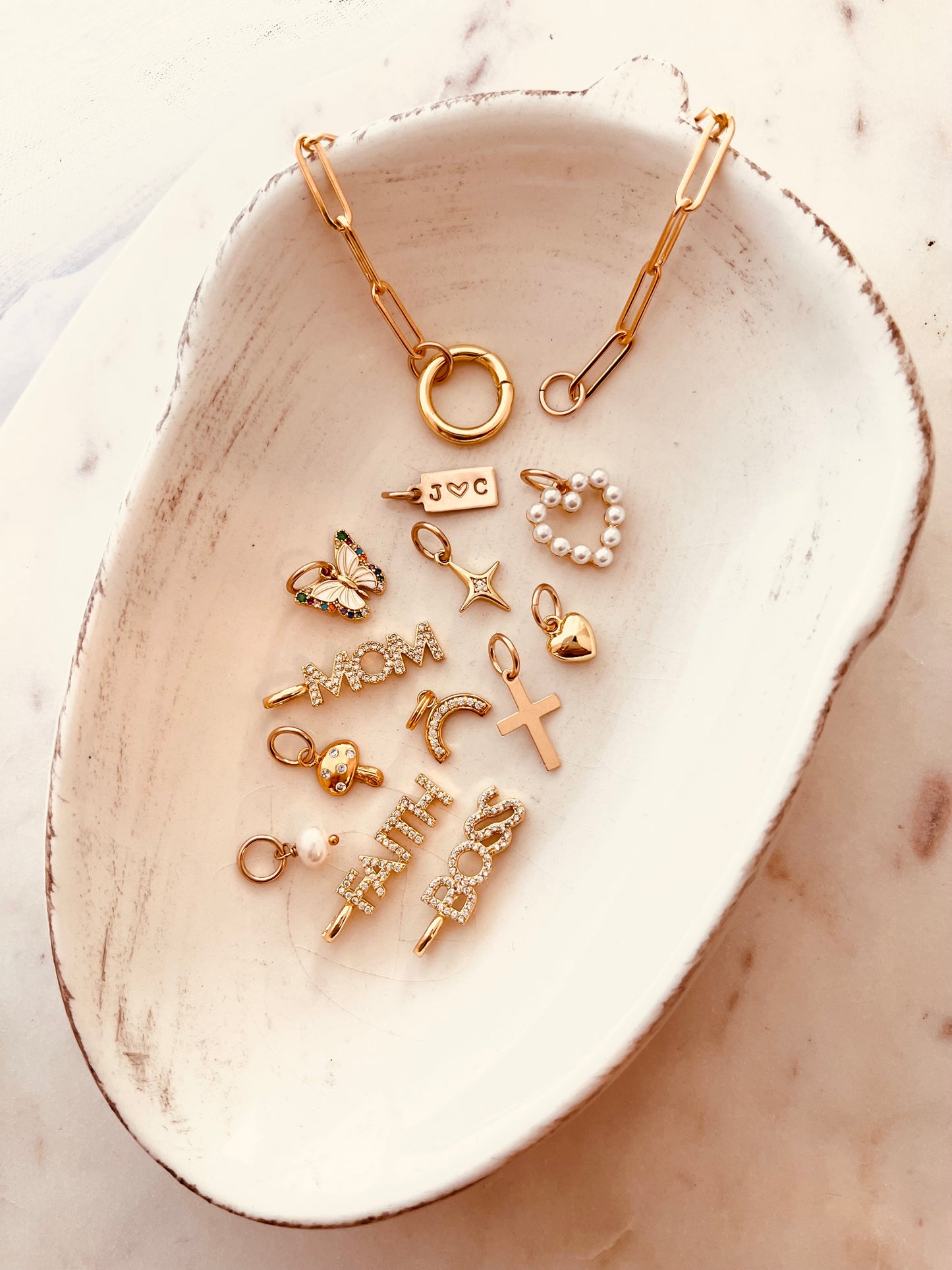 Mix And Match, Chunky Paperclip Chain Carabiner Clasp Bracelet, Custom Bracelet, Charm Bracelet, Christmas Gifts, Birthday Gift Ideas, Gift For Her, Gold Filled Bracelet, Charm, Gold Bracelet, Gift for daughter