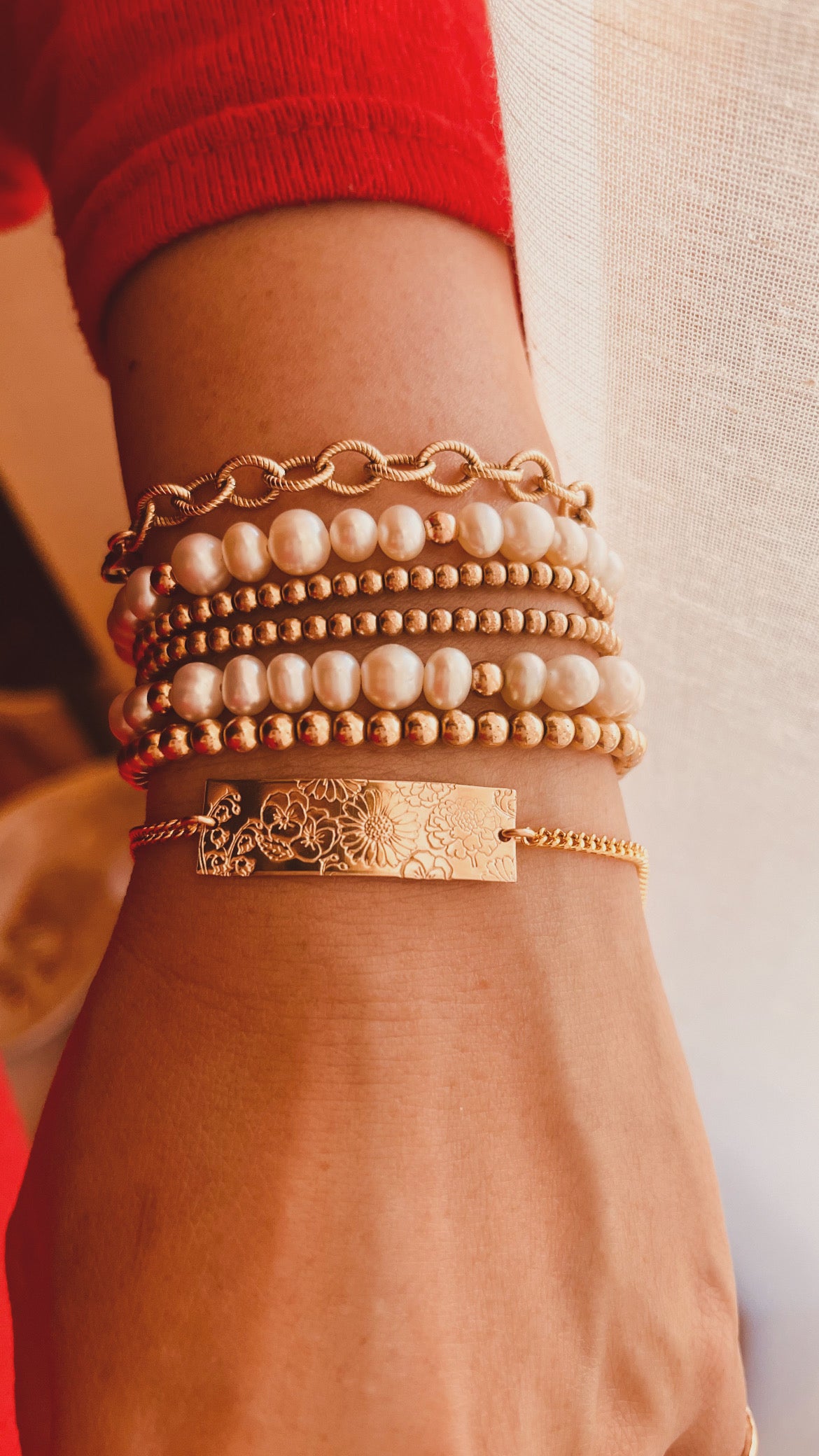 Birth Flower Bar Bracelet