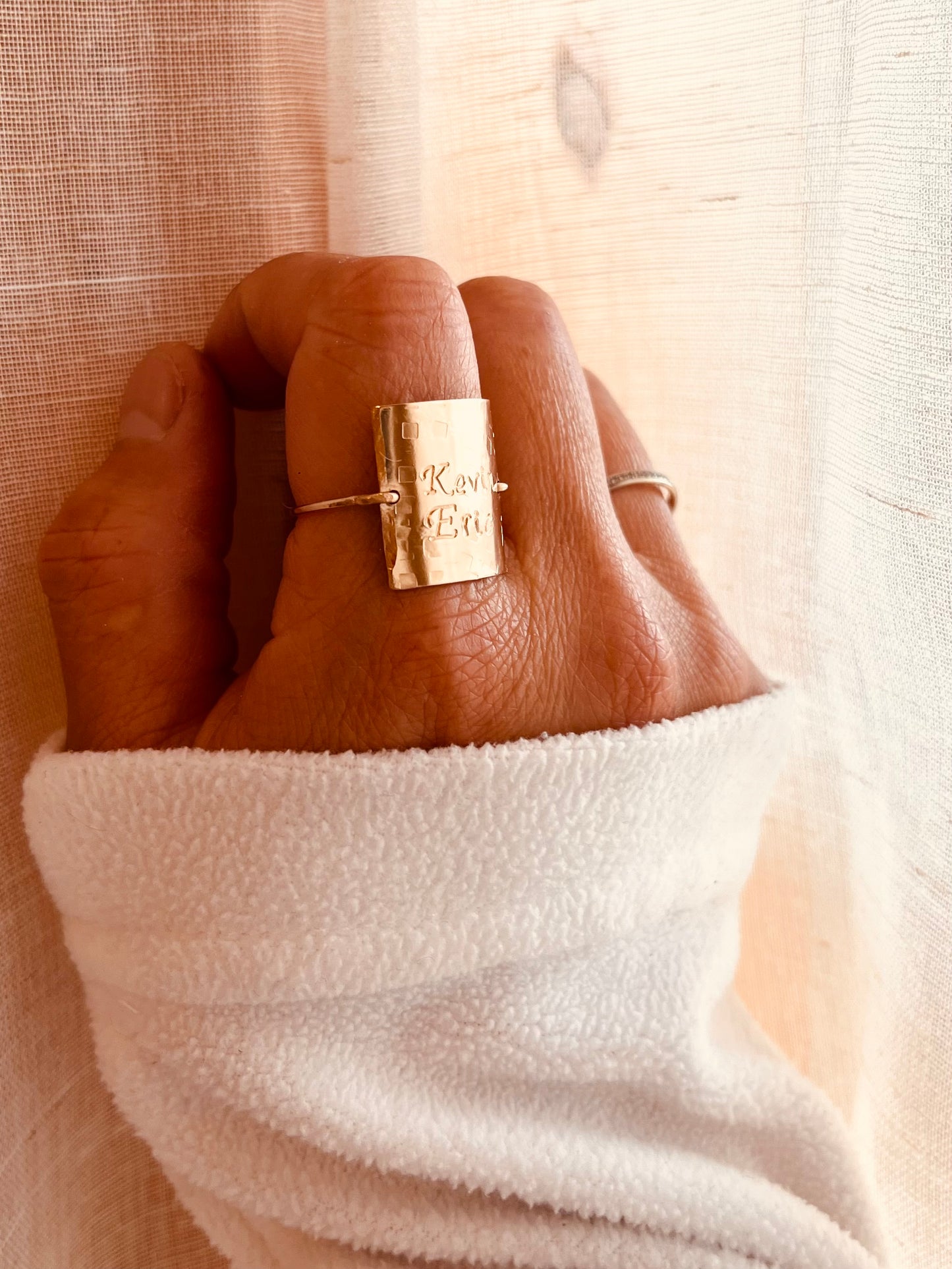 Square Ring, Customized Ring, Initial Ring, Textured Square Ring, Handmade Jewelry, Statement Ring, Monogram and Name, Personalized Gifts, thanksgiving present, Gift ideas, Christmas gift, birthday gift for her, 14k gold filled jewelry, gold rings, stacking rings, rings stacking, Mother’s birthday gift, gift for wife, gift for mother