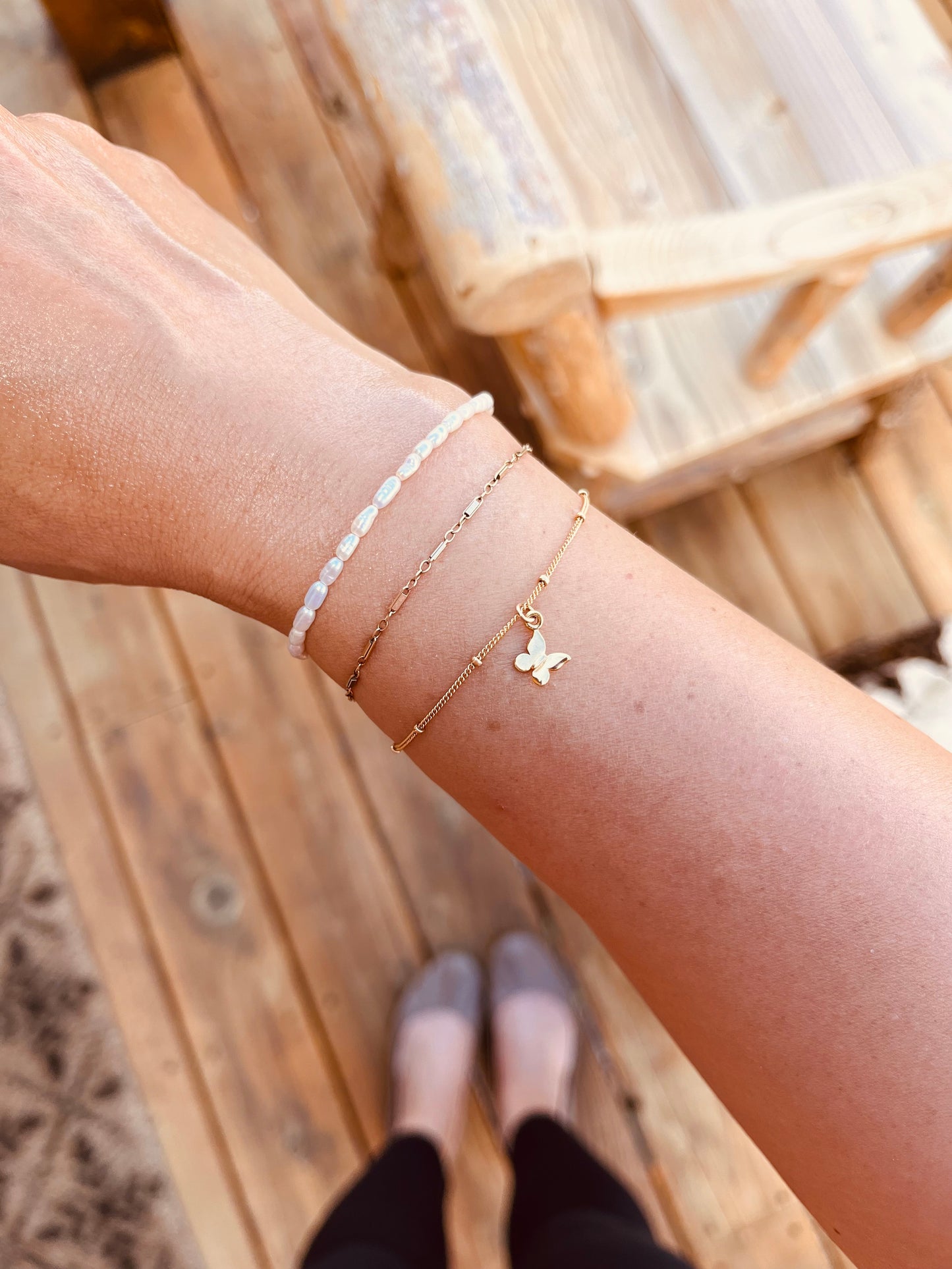 Butterfly Bracelet | 14k Gold Filled or Sterling Silver Butterfly Charm Bracelet | Custom Fit Bracelet | Handmade Jewelry | Waterproof Gift for Her
