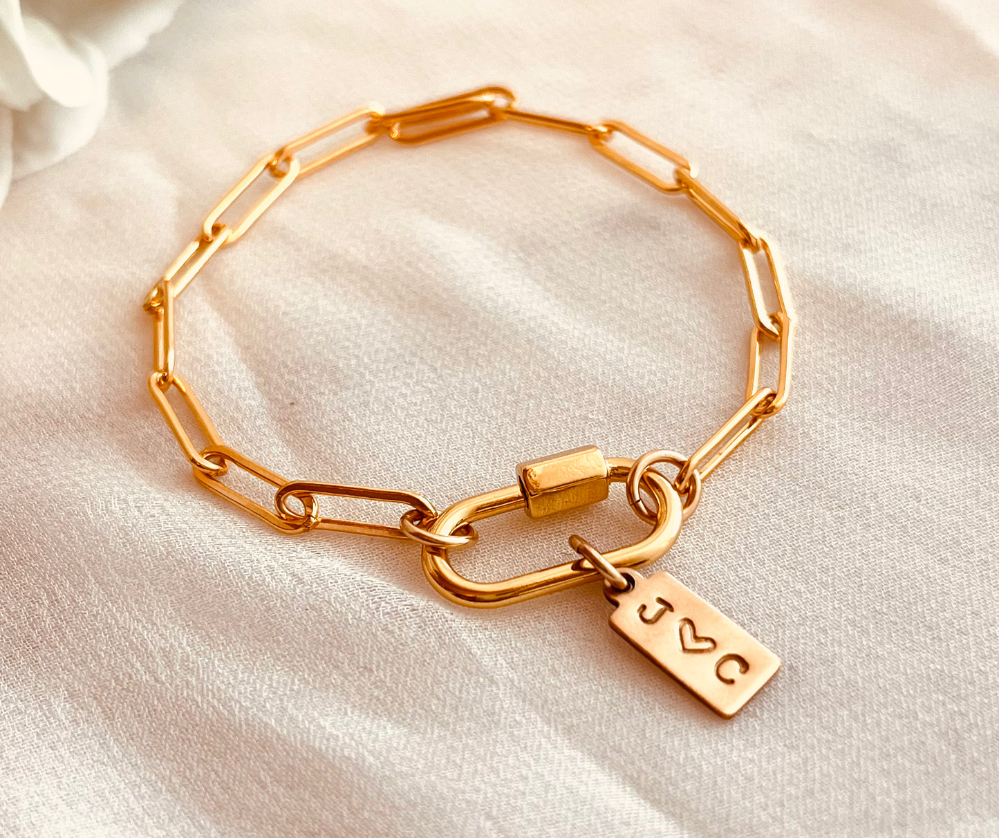 Custom Initial Bracelet, Tag Initial Bracelet, Personalized Tag with Initial, Custom Tag Bracelet, Paperclip Bracelet, Stack Bracelet, Minimalist Chain and Link, Mix And Match, Mothers Day Gift Ideas, Holiday Gift Ideas, Chain Bracelet, Link Bracelet, Stack bracelets, Gold filled bracelets, Gold Chain Bracelet, Chain and Link, Minimalist