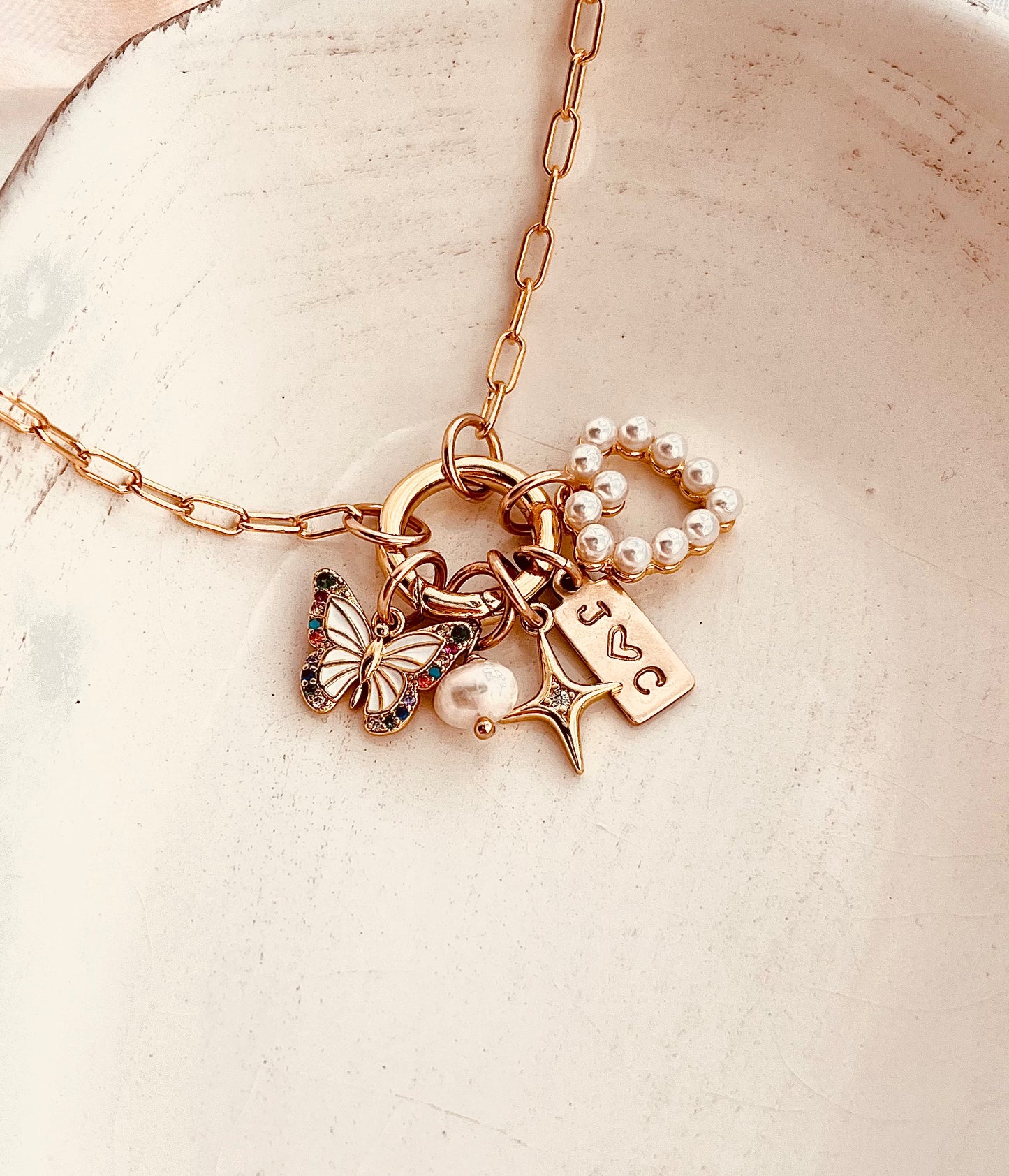 Custom Charm Carabiner Clasp Necklace, Design Your Own Necklace, Charm Necklace, Personalized Gift, Paperclip Charm Necklace, Christmas Gift, personalized gift for her, gift for daughter, Christmas gift for her, holiday gifts