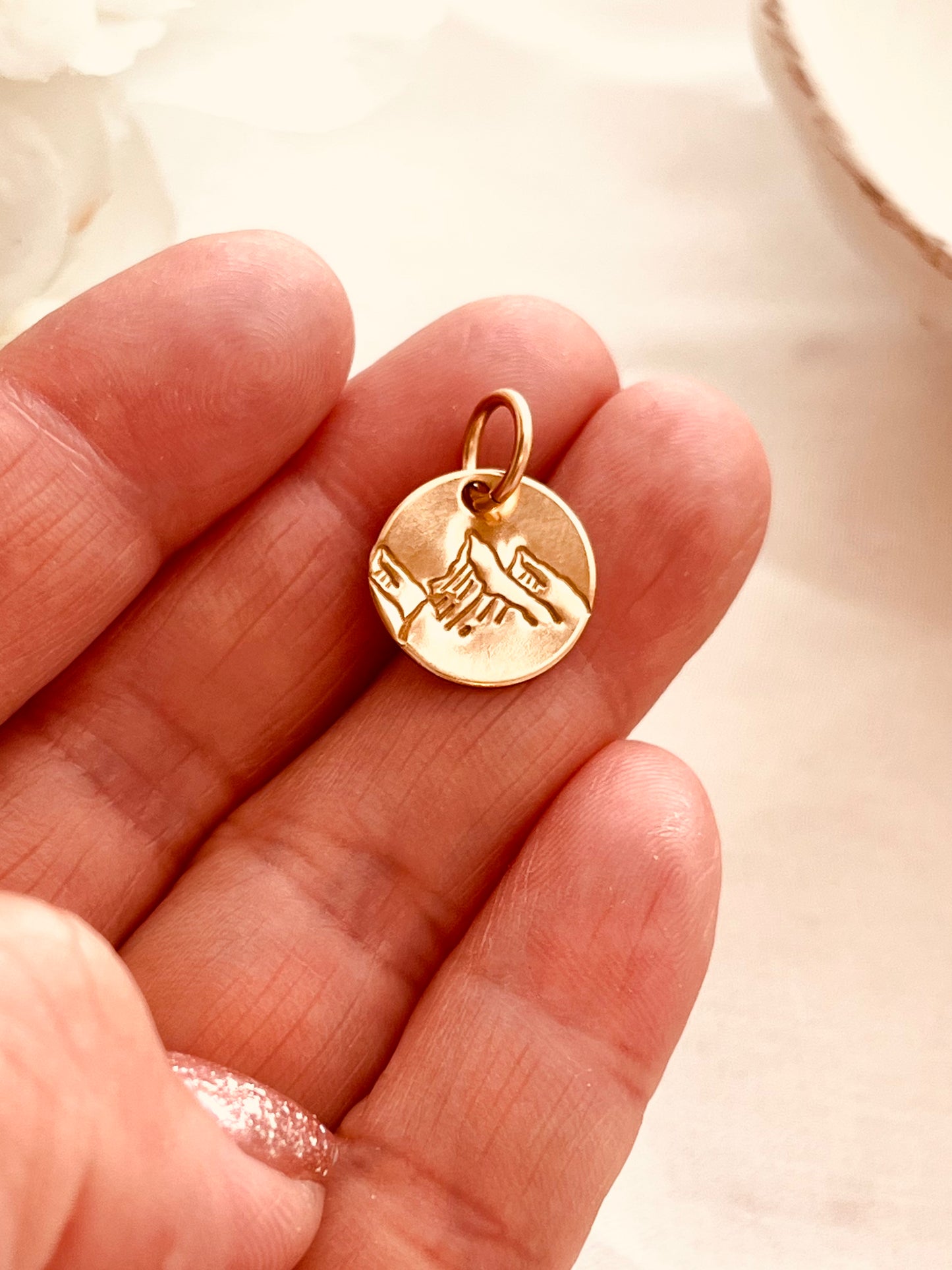 Mountain Charm, Mountain Disc Charm, Mountain Jewelry, Gift for her, add to necklace, add ones, add charm