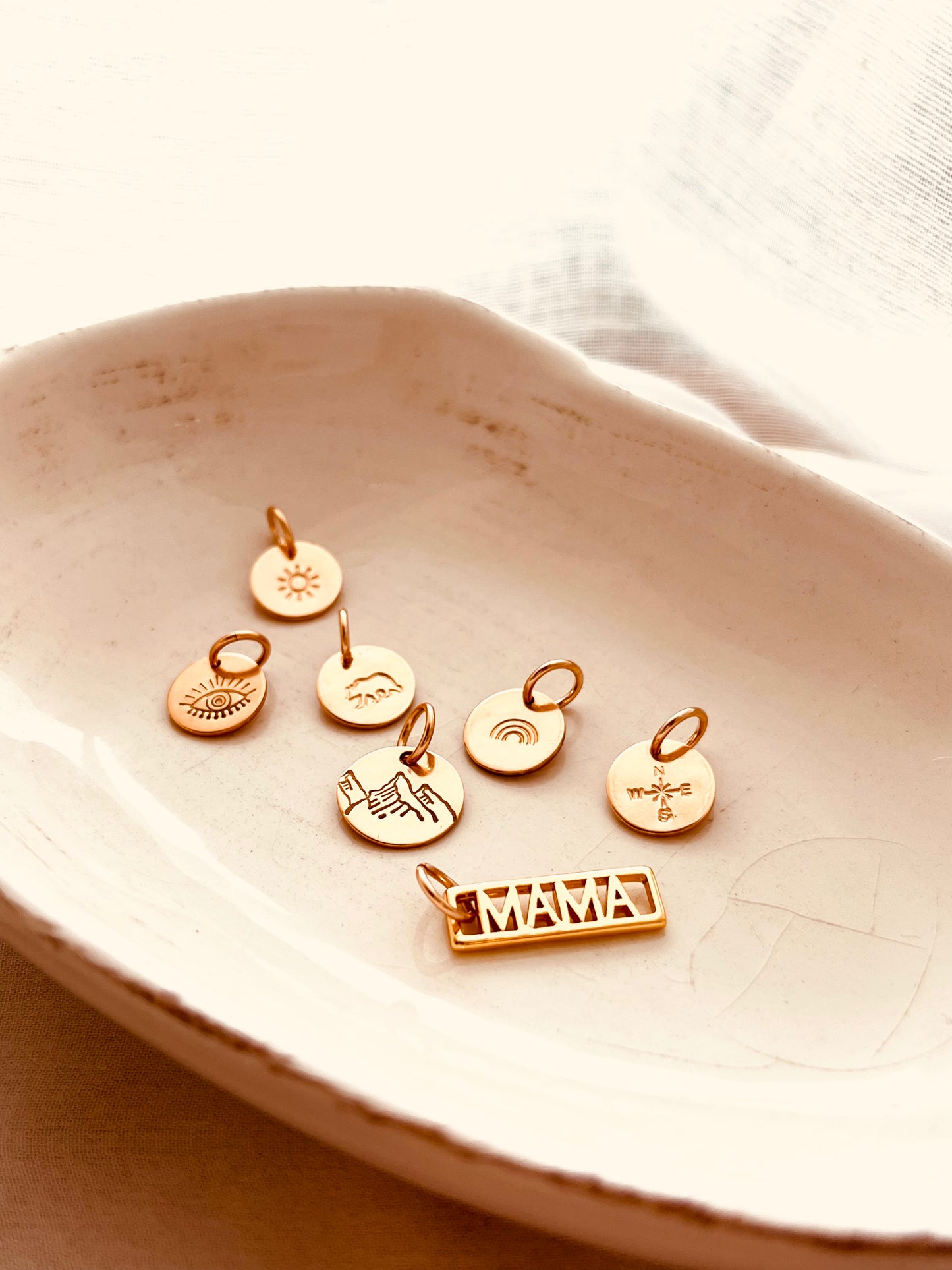 Add Ons, Maix and match, bear charm, sun charm, rainbow charm, bear charm, Mountain View, Mountain charm, Compass charm, mama charm, Evil Eye charm, gift for her, birthday gifts, mothers day gifts, gift ideas, add ons, add charms, Mix and Match Collection