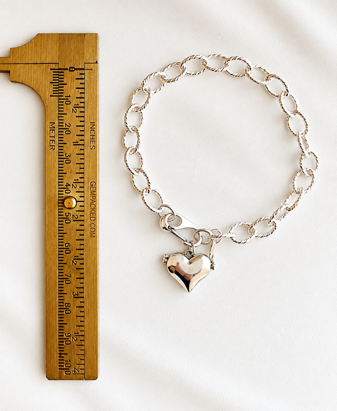 Sterling Silver Heart Locket Charm Bracelet | Removable Heart Charm