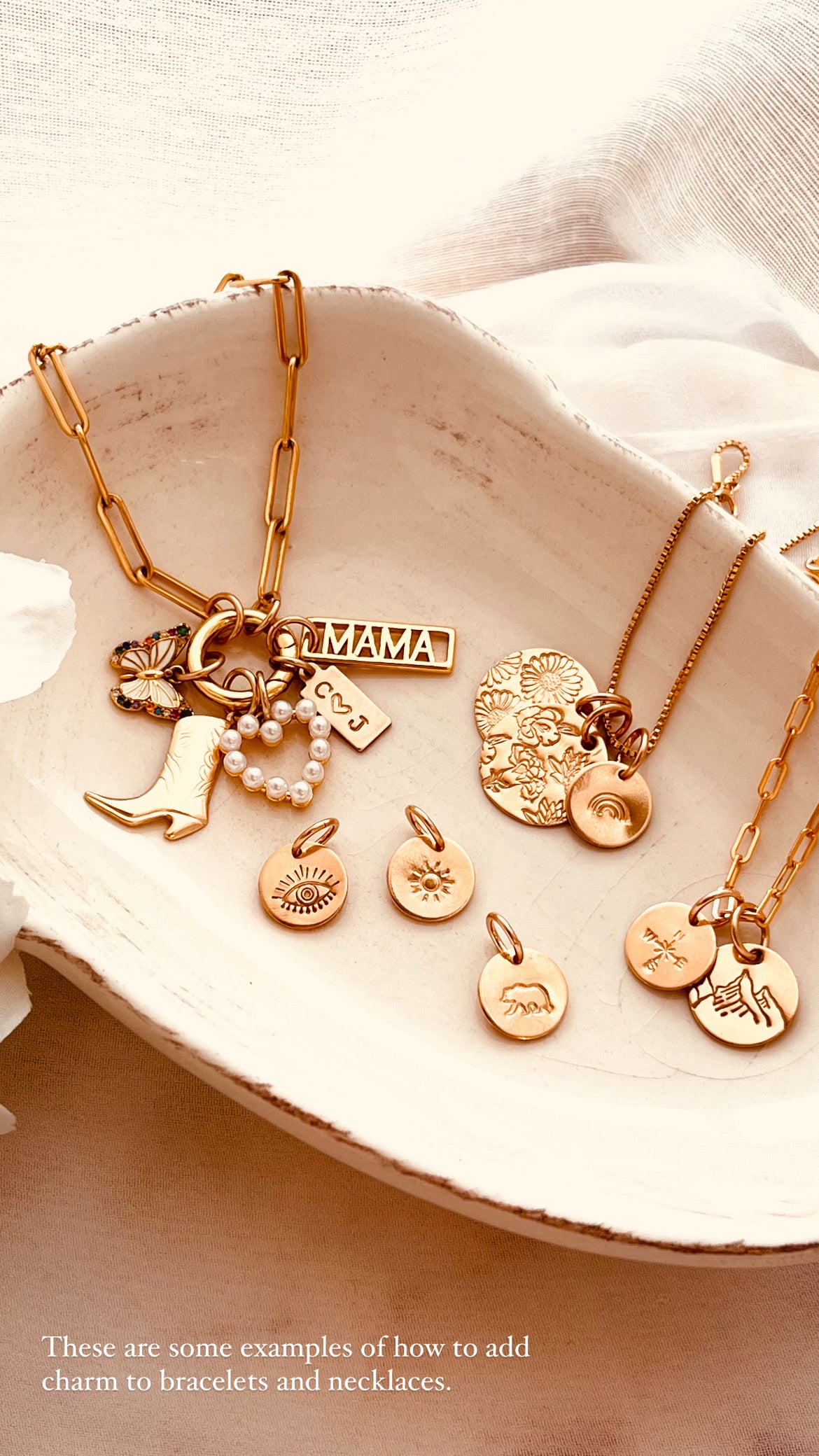 Add Ons, Maix and match, bear charm, sun charm, rainbow charm, bear charm, Mountain View, Mountain charm, Compass charm, mama charm, Evil Eye charm, gift for her, birthday gifts, mothers day gifts, gift ideas, add ons, add charms, Mix and Match Collection