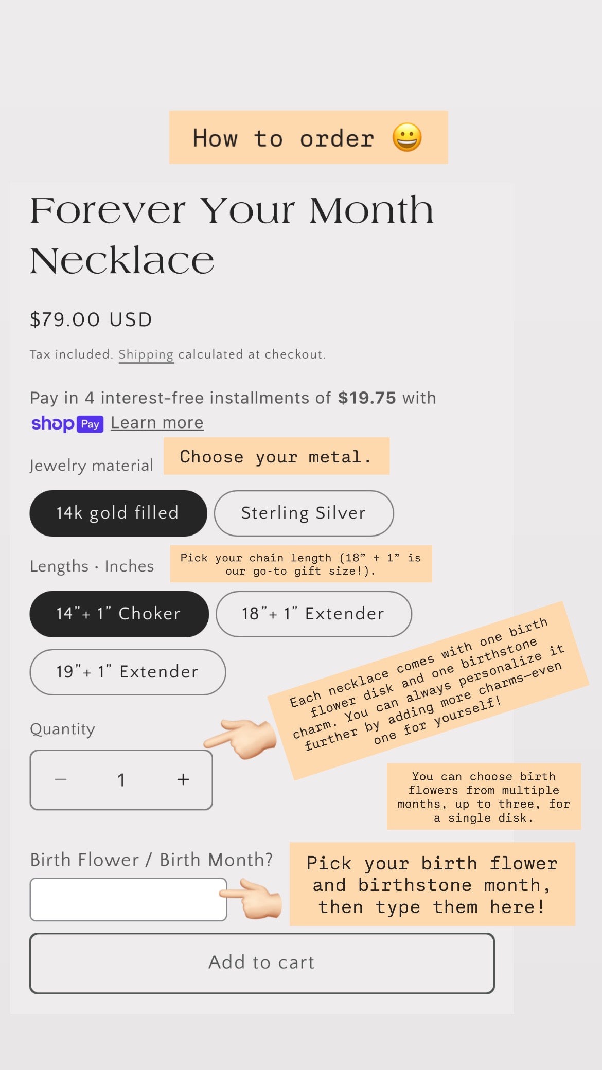 Forever Your Month Necklace