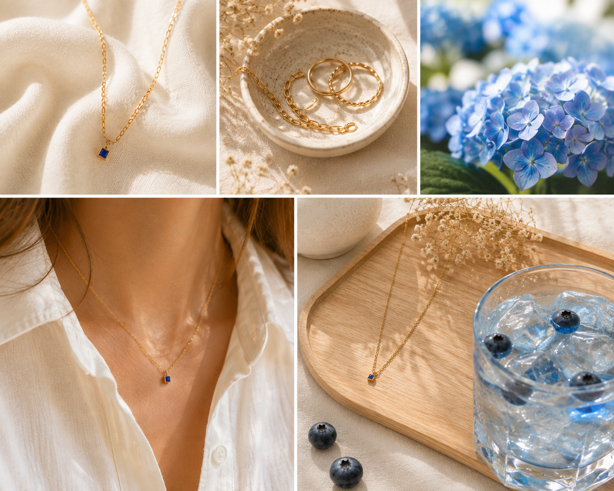 Tiny Sapphire Necklace | September Birthstone | 14K Gold Filled
