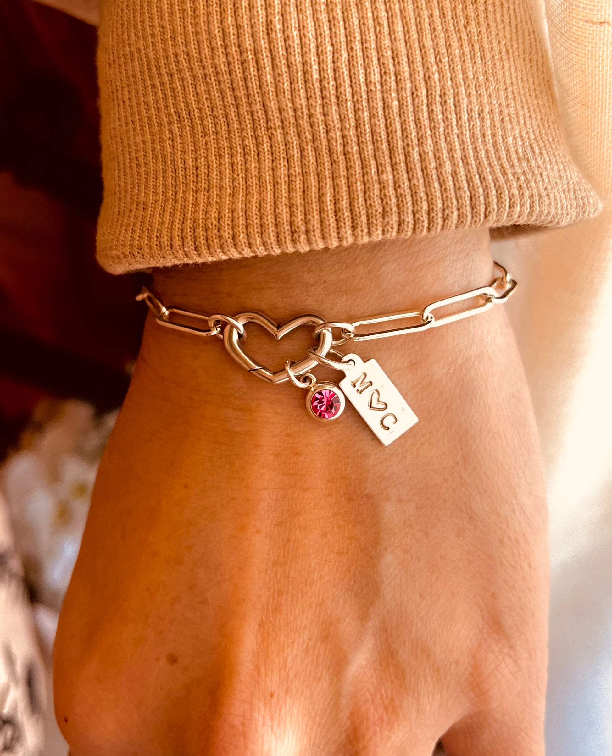 Sterling Silver heart bracelet, charm holder bracelet, sterling silver bracelet, charms, valentines gift for her, jewelry bracelet, mothers gift, birthday gift, grandmother present, sisters gift ideas, silver bracelet, everyday jewelry, initial bracelet, valentines gift, gift ideas, bracelet