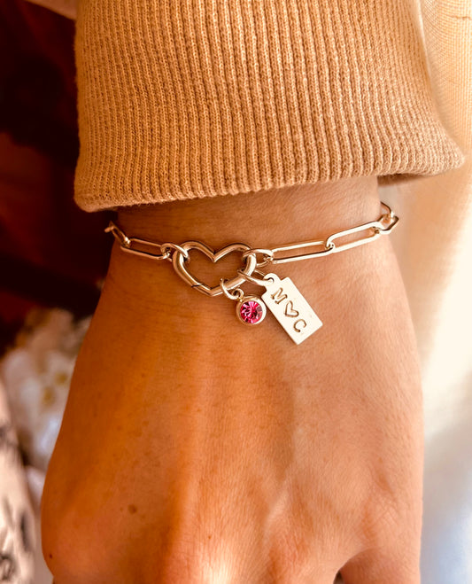 Sterling Silver heart bracelet, charm holder bracelet, sterling silver bracelet, charms, valentines gift for her, jewelry bracelet, mothers gift, birthday gift, grandmother present, sisters gift ideas, silver bracelet, everyday jewelry, initial bracelet, valentines gift, gift ideas, bracelet