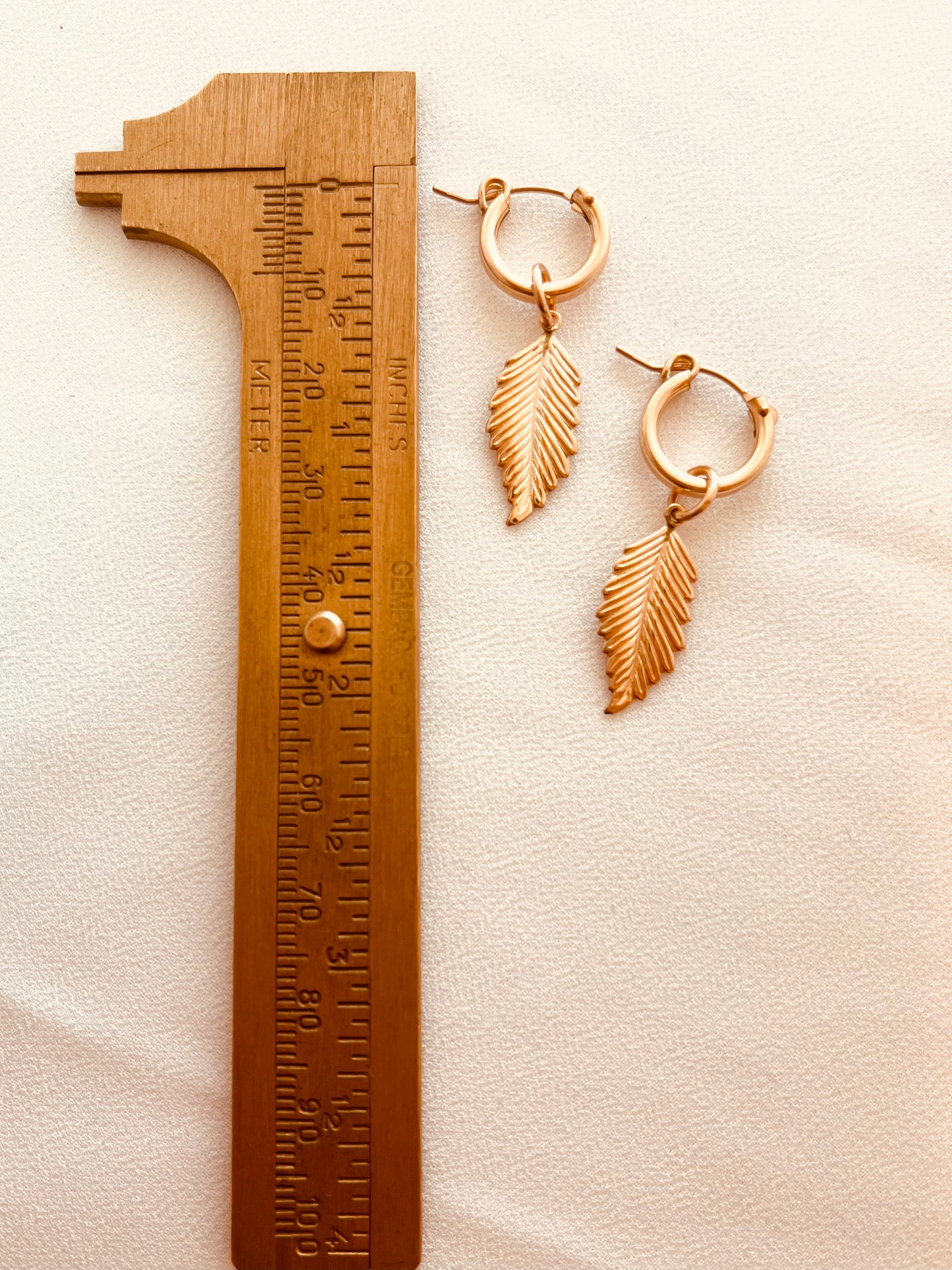 Leaf Charm Hoop Earrings | 14k Gold Filled 14mm Hoops | Lightweight Everyday Earrings