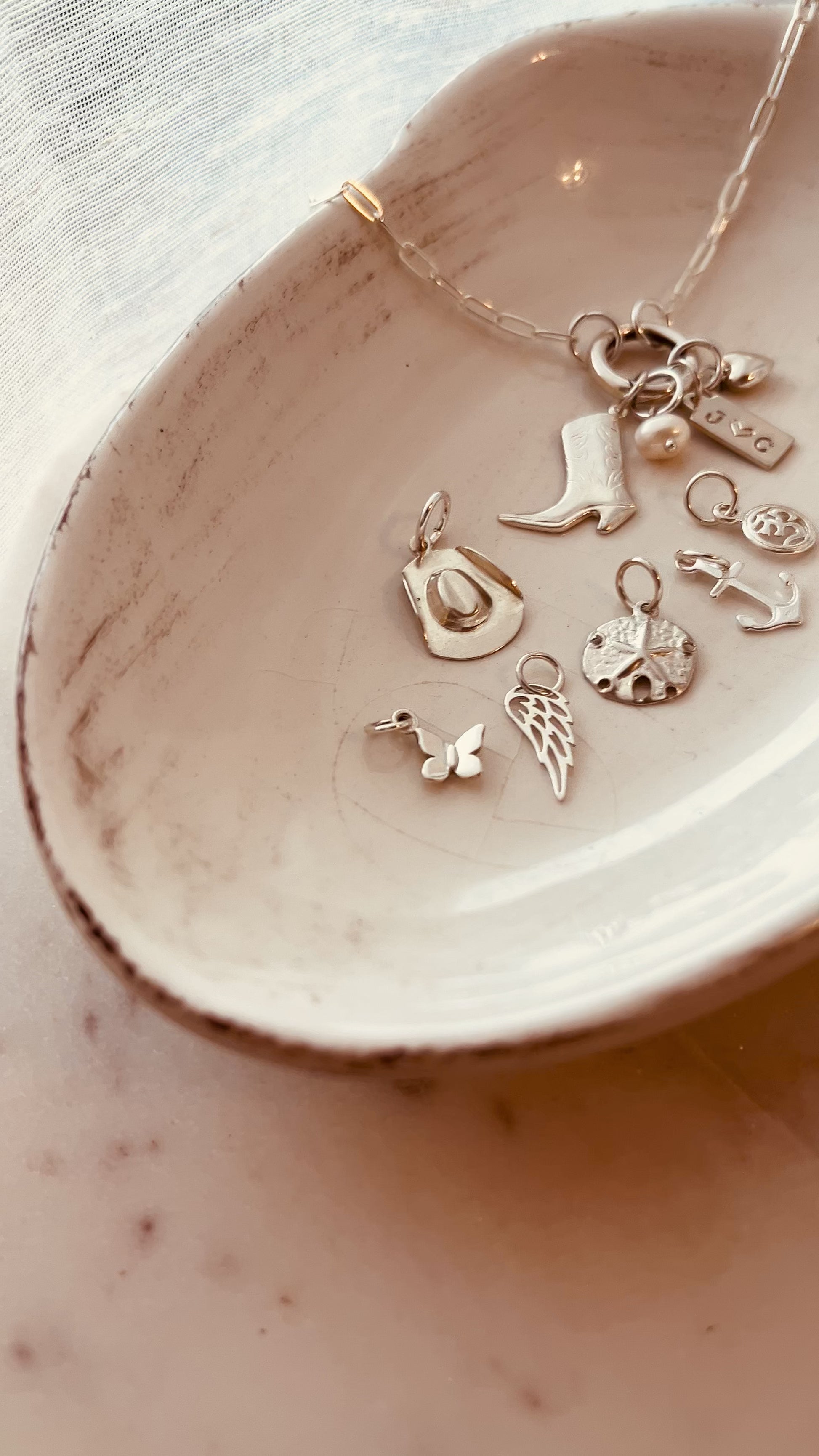 Sterling Silver Custom Charm Necklace, Design Your Own Necklace, Personalized Gift, Paperclip Charm Necklace, Valentines Gift, Mothers Gift