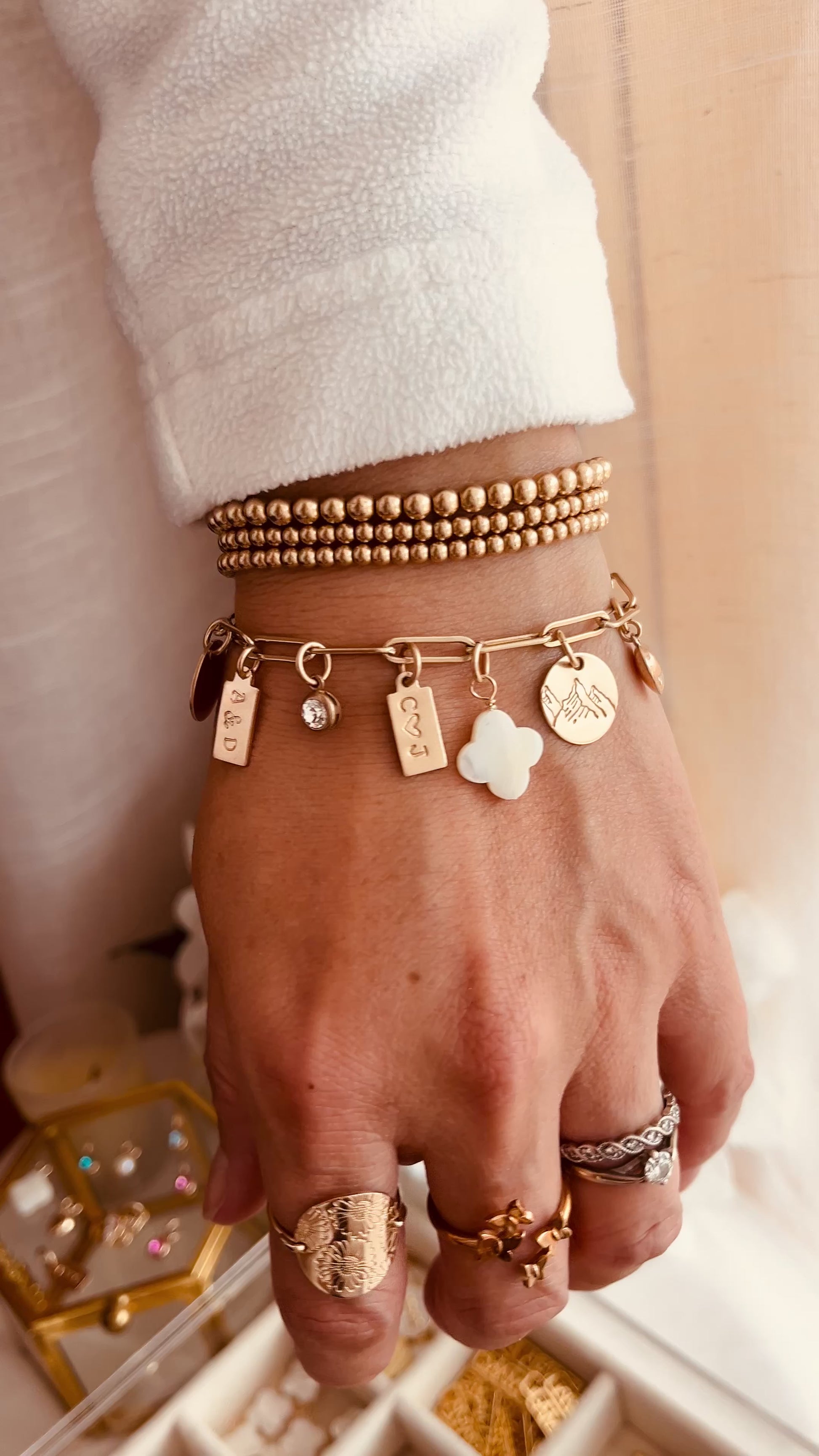 Stories Charm Bracelet - GOLD, 14k gold filled jewelry, everyday jewelry, charms, charm bracelet, Mix and Match Collection, Monogram and Name, Custom Jewelry, Personalized Gifts, Chain Bracelet, Link Bracelet, Everyday Jewelry, Minimalist Jewelry, 
Coco Wagner Design, Gift For Her, Holiday Gift Ideas, Chain Bracelet, Link Bracelet, Stack bracelets, Gold filled bracelets, Gold Chain Bracelet, Chain and Link, Minimalist, BUILD YOUR COLLECTION, Chain and Link,  Mothers Day,  Holiday Gift Ideas, Gifts