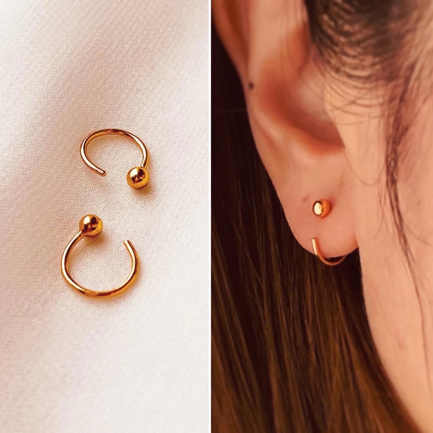 Ball Ear Huggers, Gold Earrings