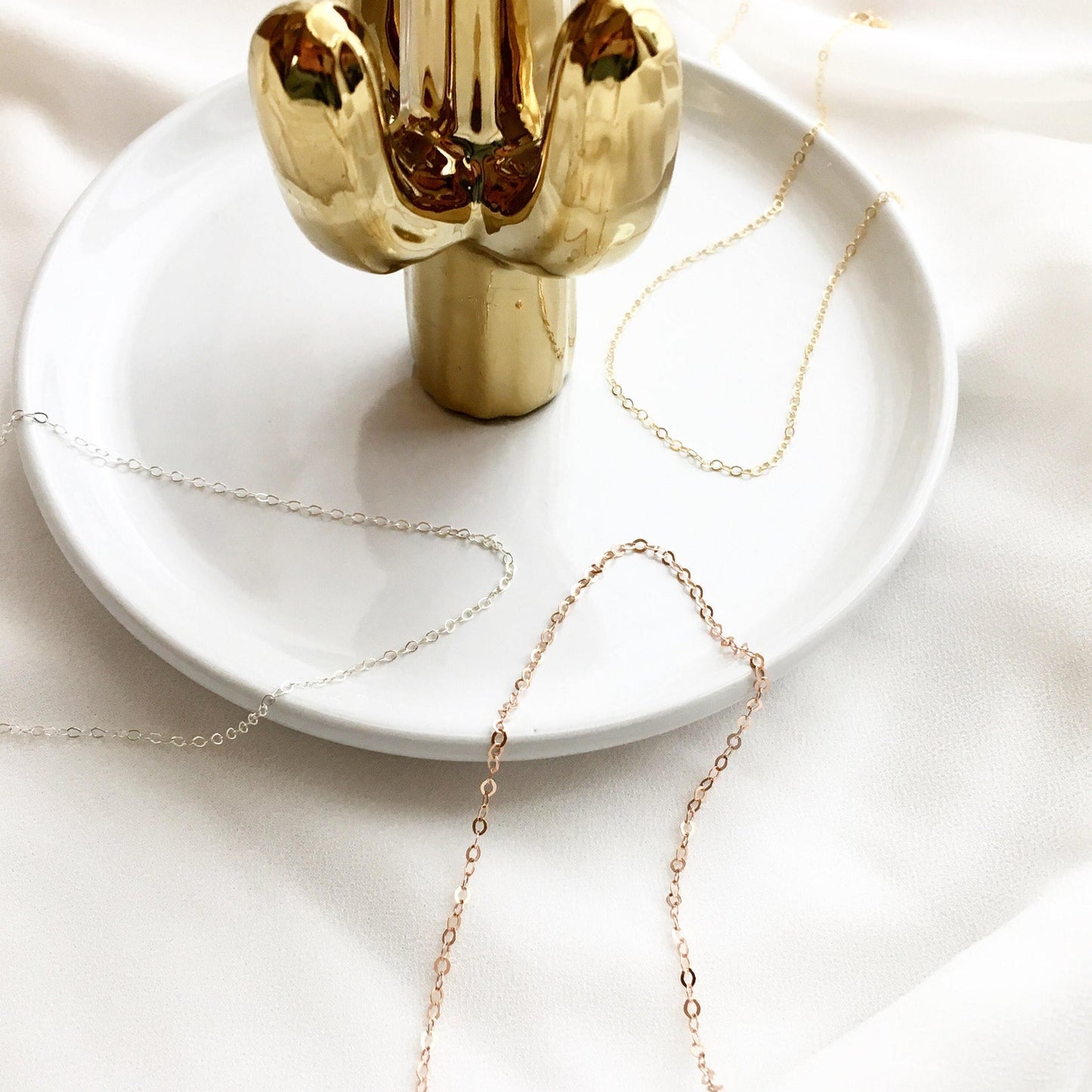 Ultra Dainty Necklace, Thin Chain Necklace, 14K Solid Gold, Silver or Rose Gold, Simple Layering Necklace, Chain Necklace, Dainty Chain