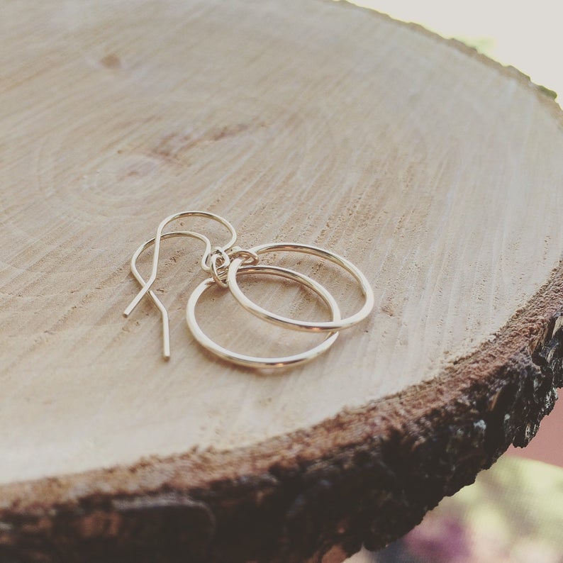 Circle Earrings, Circle Drop Earrings, Hoop Earrings, Simple Circle, Everyday Jewelry, Available in 14K Gold Filled and Sterling Silver