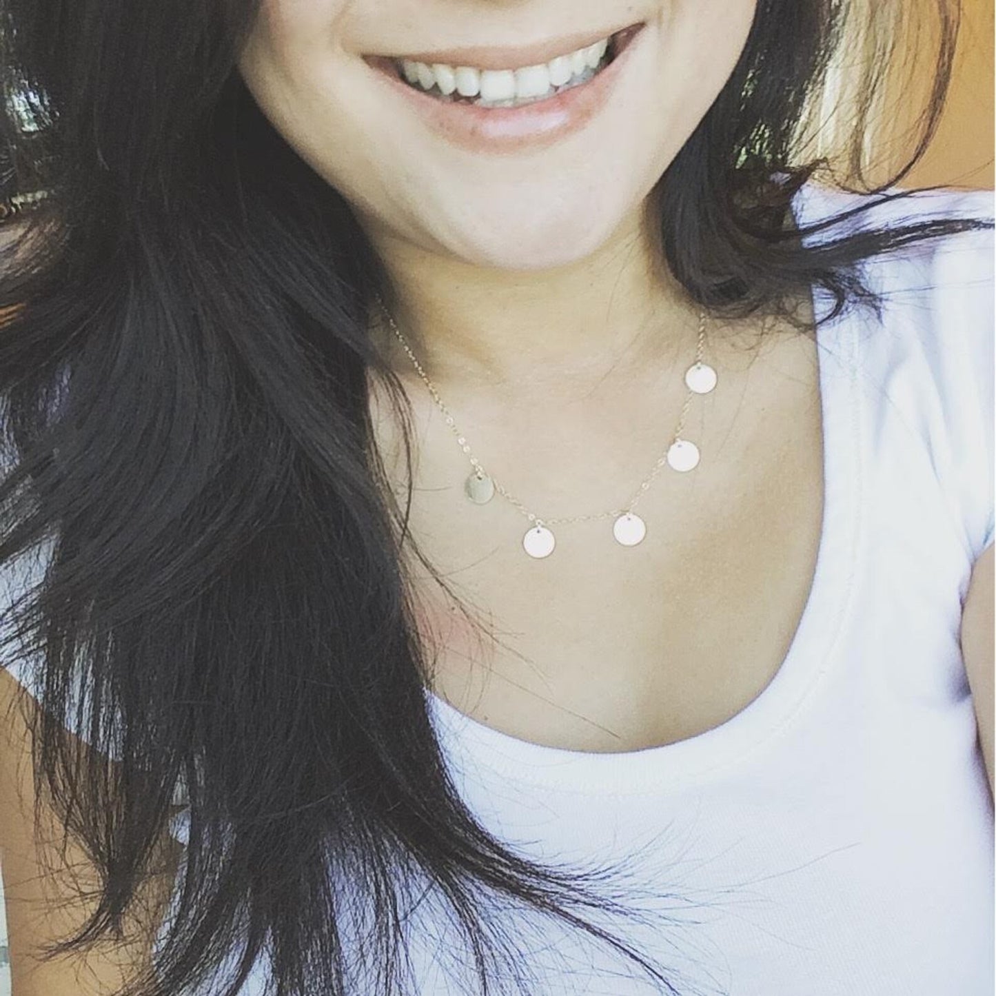 Coin Necklace, Disc Necklace, Five Coin Necklace, Delicate Gold Necklace, Minimalist, Everyday Jewelry, Mother’s Gift Ideas, five coin necklace, gold disc necklace, minimal necklace, everyday jewelry, office jewelry, layering necklace, gold filled necklace, handmade necklace, dainty necklace, waterproof jewelry, timeless gift, simple gold necklace