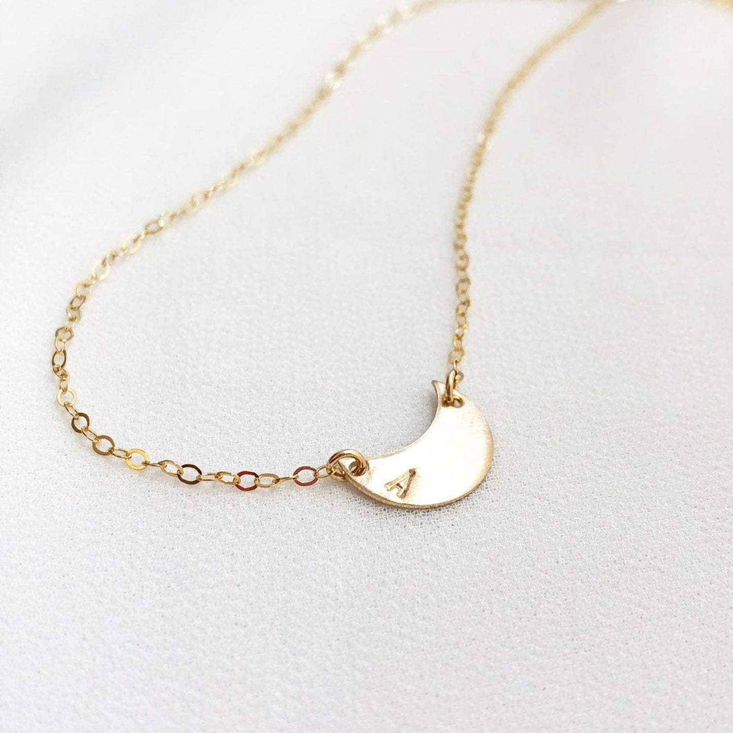 Moon initial necklace, Moon necklace, Initial necklace, moon jewelry, holidays gift, gift for her, valentines gifts, birthday present, birthday gift, Mother’s gift, Christmas gift, holidays gift