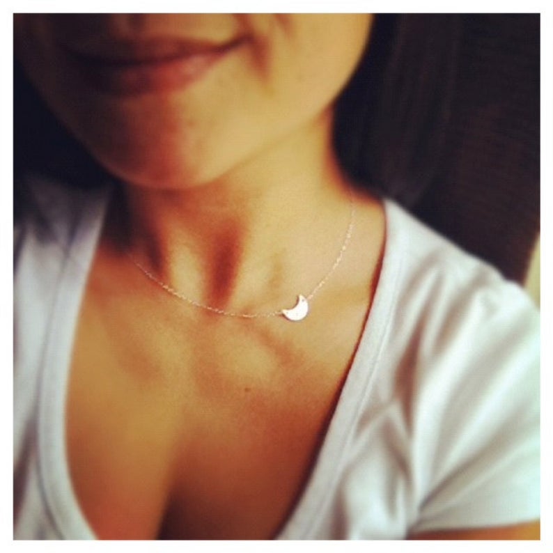 Moon initial necklace, Moon necklace, Initial necklace, moon jewelry, holidays gift, gift for her, valentines gifts, birthday present, birthday gift, Mother’s gift, Christmas gift, holidays gift
