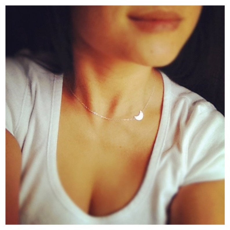 Moon initial necklace, Moon necklace, Initial necklace, moon jewelry, holidays gift, gift for her, valentines gifts, birthday present, birthday gift, Mother’s gift, Christmas gift, holidays gift