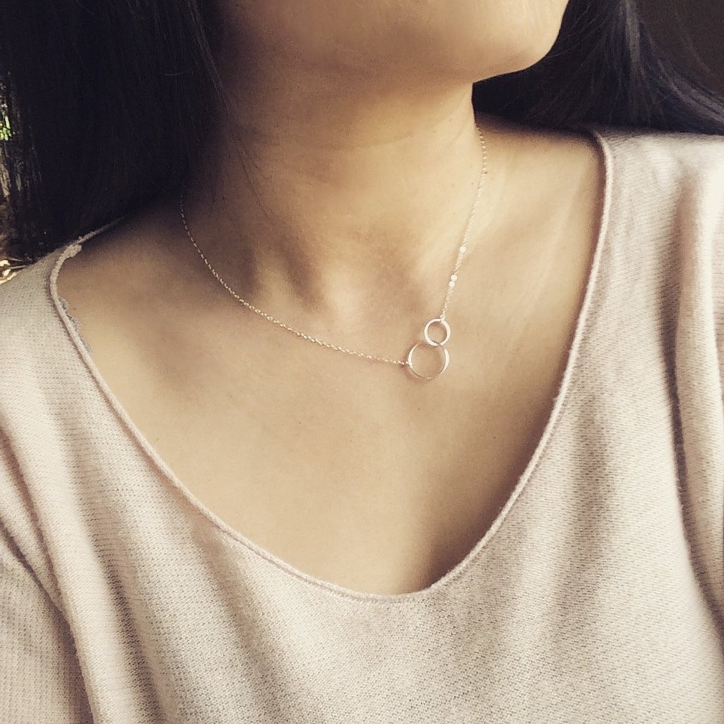 Eternity Necklace, Bridesmaid Gift, Circle Necklace, Sterling Silver Linked Circle Necklace, Mothers necklace, Best Friends, Wife Gift, Mothers Day Gifts
