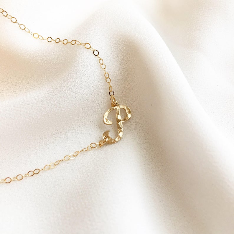 Gold Script Letter Necklace