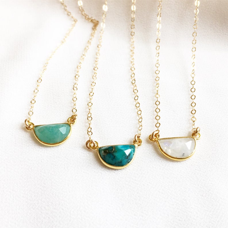 Moonstone Gemstone Choker, Layering Necklace, Gemstone Necklace, Turquoise Choker, Moonstone Choker, Turquoise Necklace, Gemstone Choker