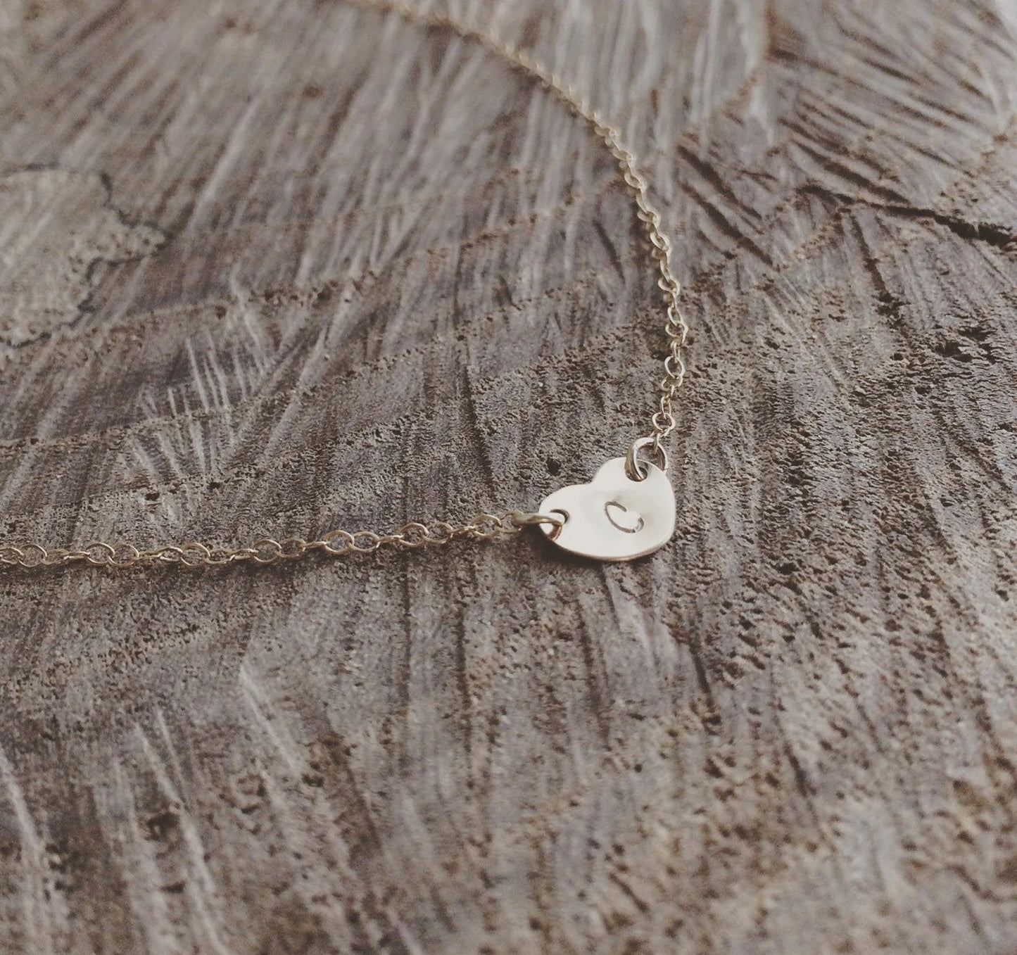 Tiny Heart Initial Necklace