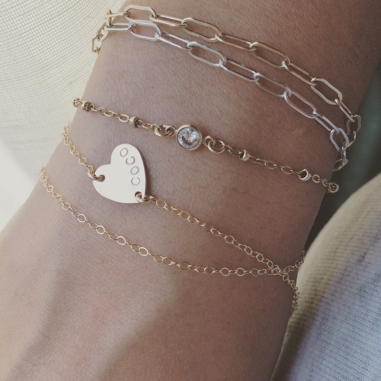 Dainty Heart Layered Bracelet