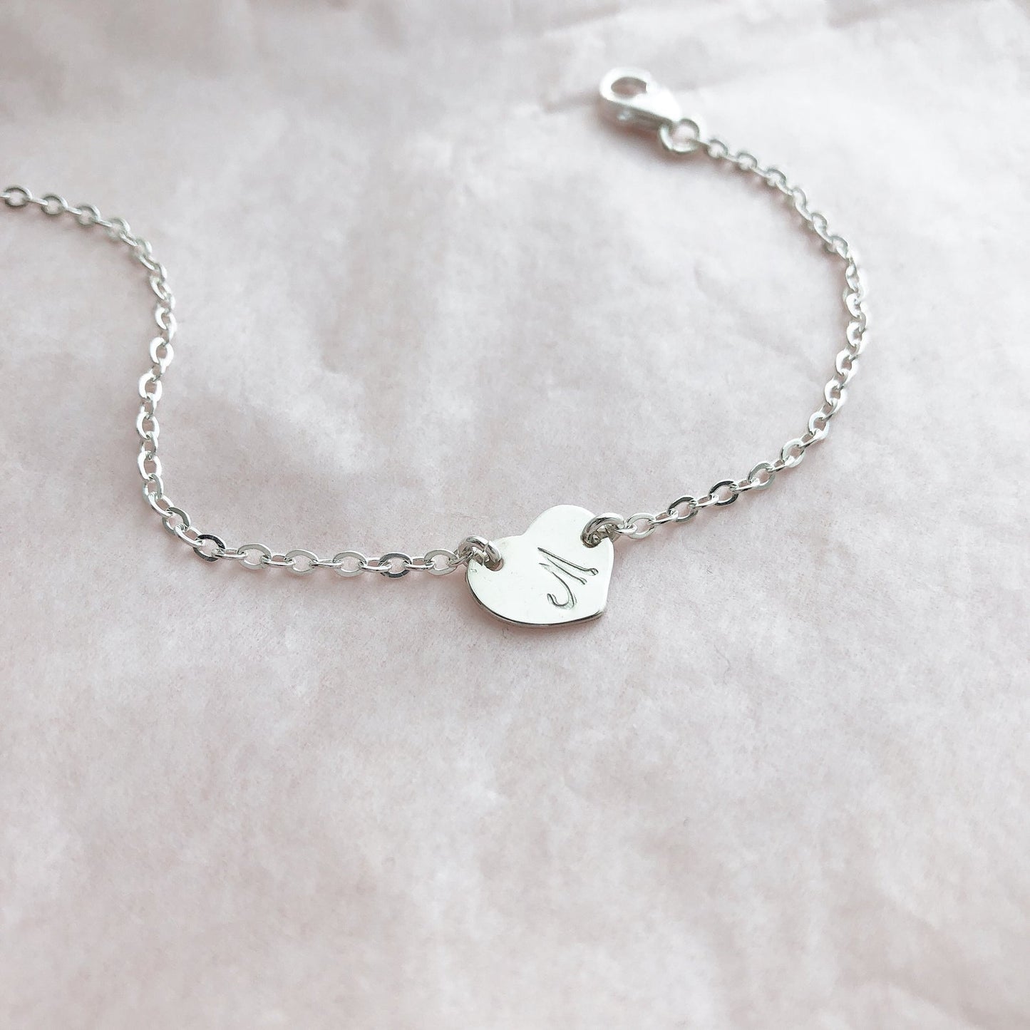 Dainty Heart Initial Bracelet